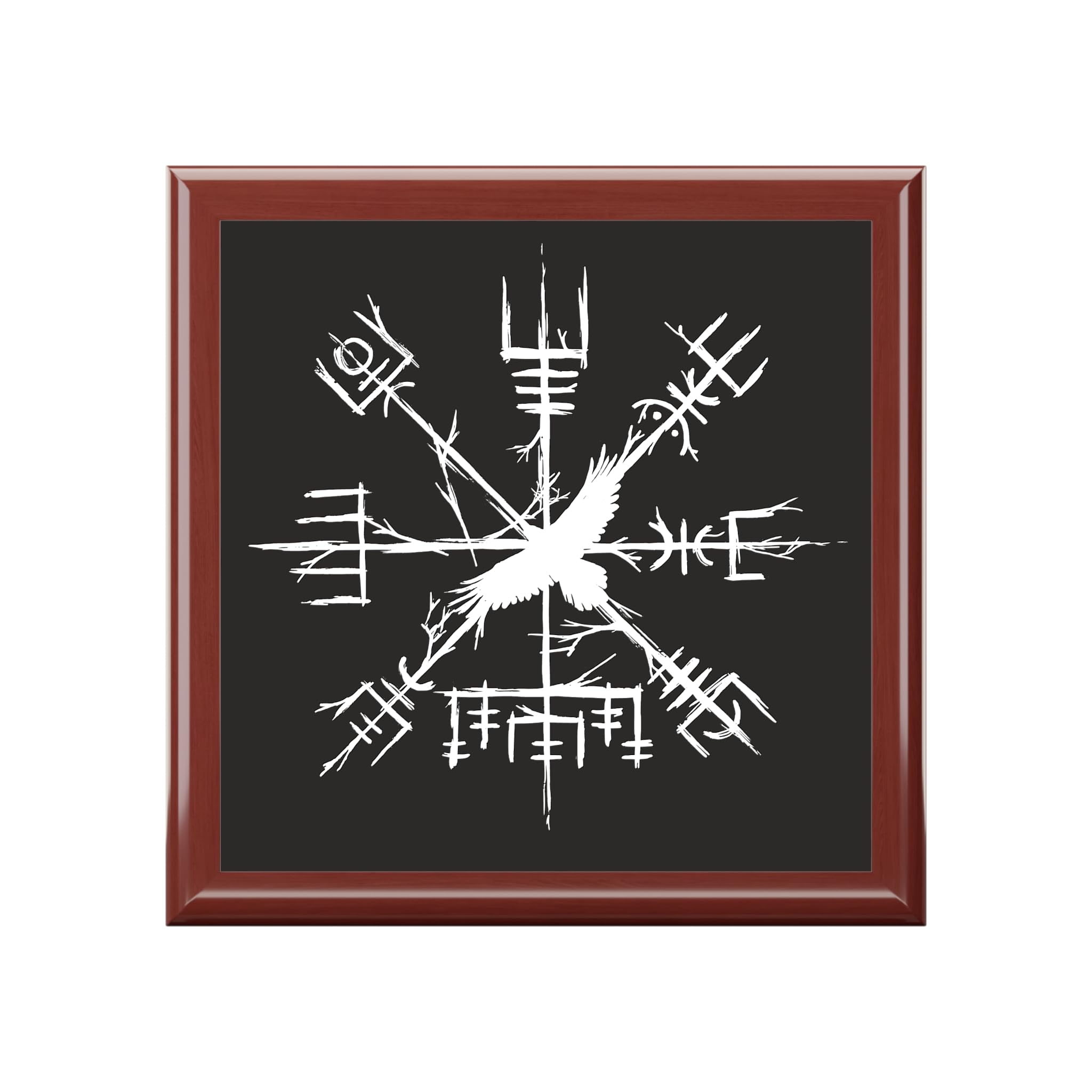 Jewelry Box, Norse Compass and Raven Design, Trinket Holder, Gift for Viking Enthusiast