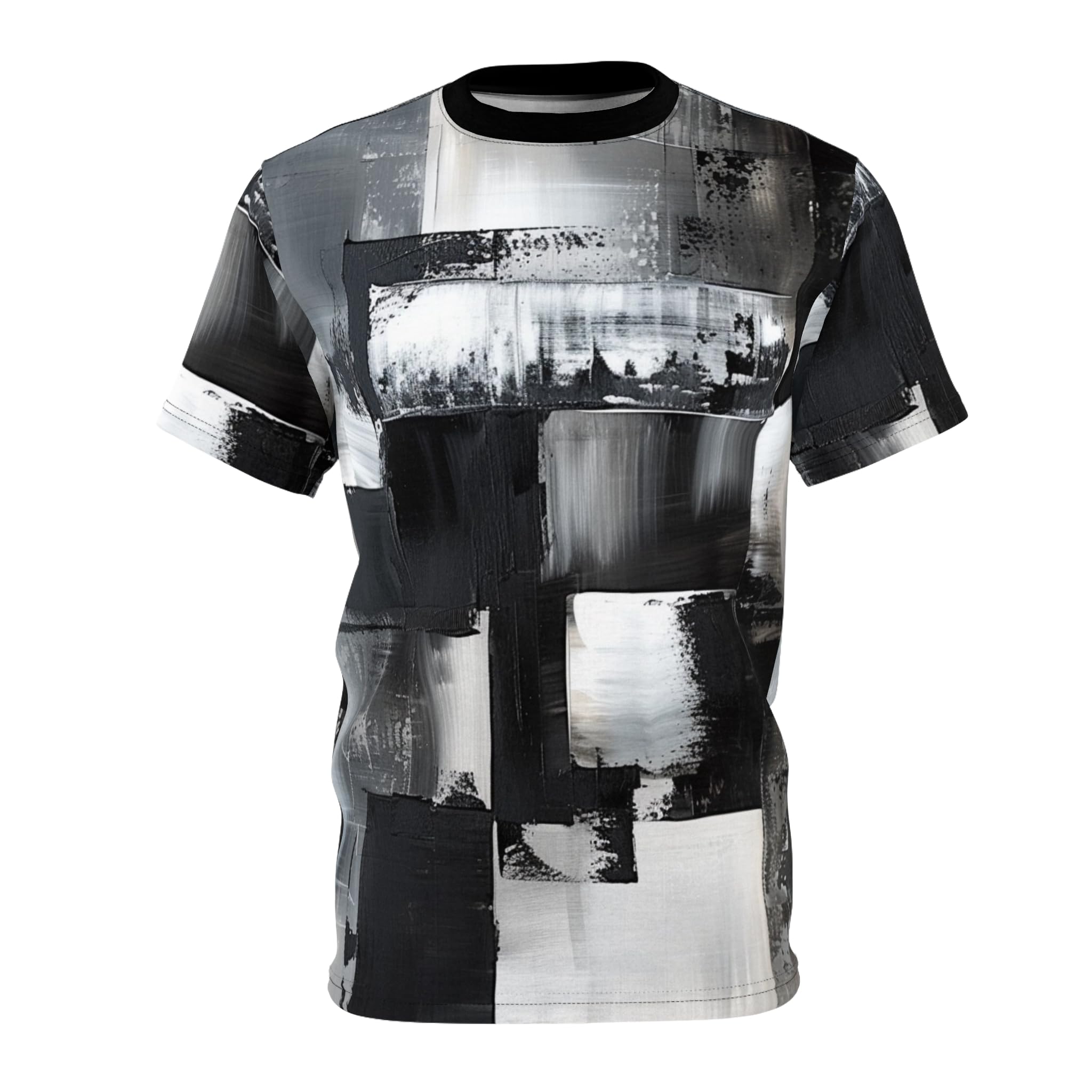 Monochrome Tee, Modern Art Design Print T-Shirt, Unisex Graphic Shirt, Minimalist Clothing, Black and White Top
