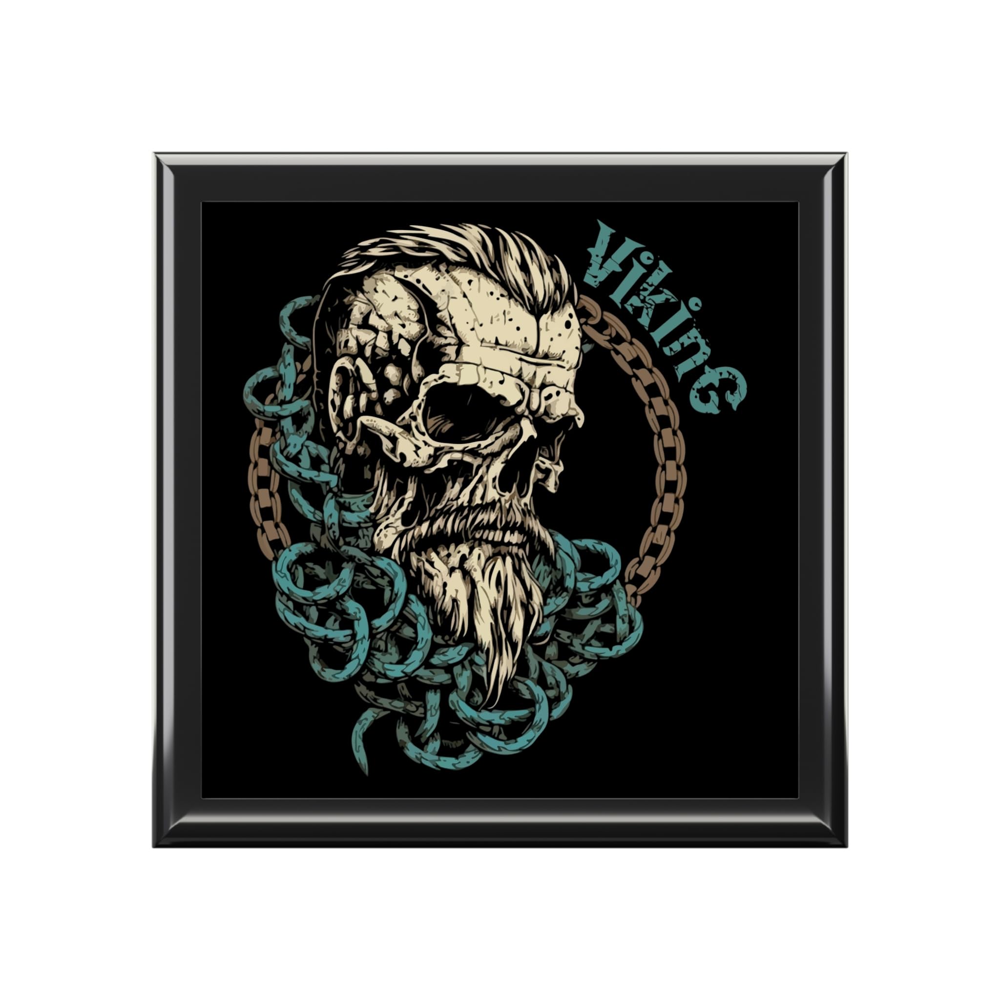 Jewelry Box with Viking Warrior Design, Norse Mythology Fan, Decorative Item, Wooden Keepsake Box