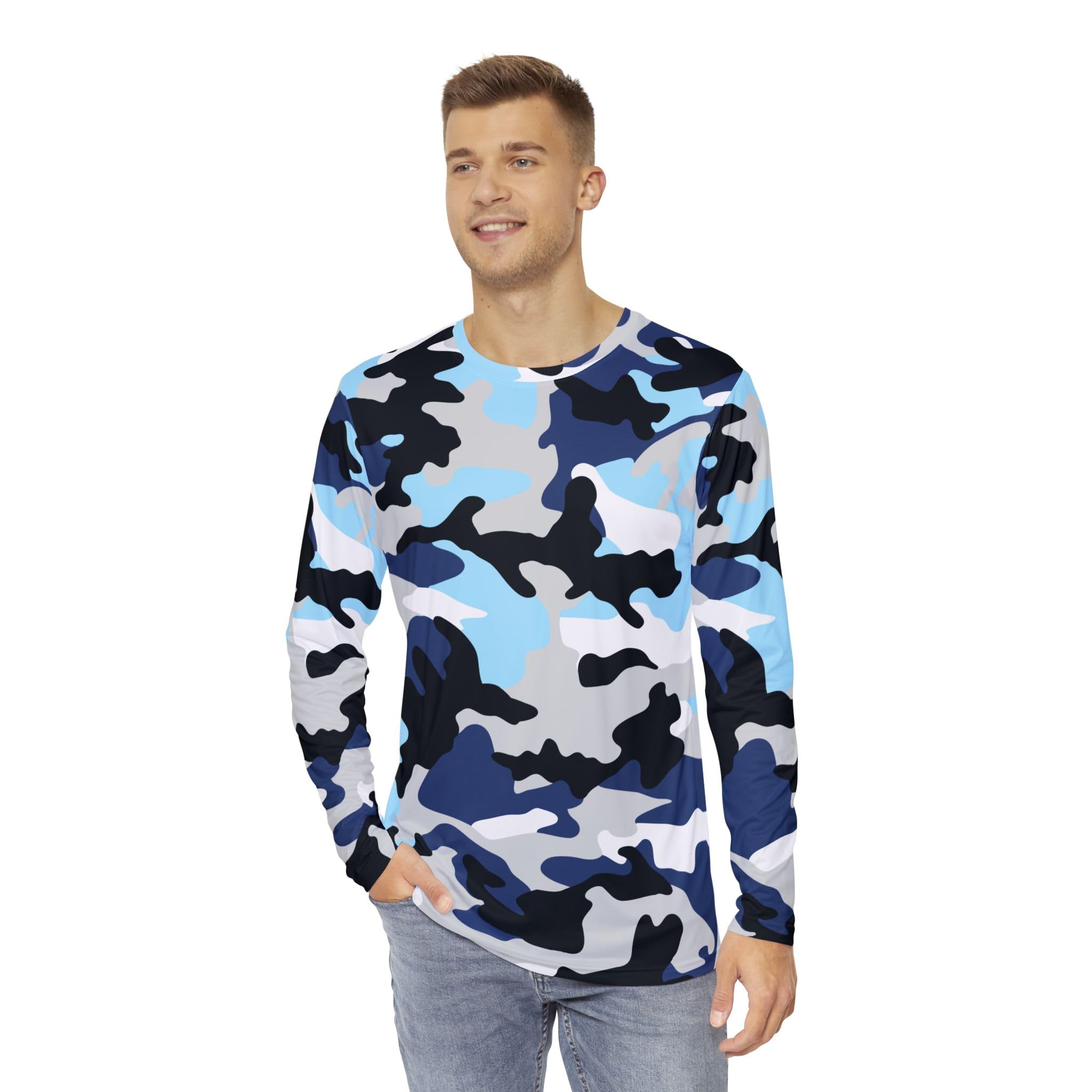 Stylish Camouflage Men's Long Sleeve Shirt, Trendy Casual Wear, Outdoor Fashion, Comfortable Everyday Use, Gift for Him