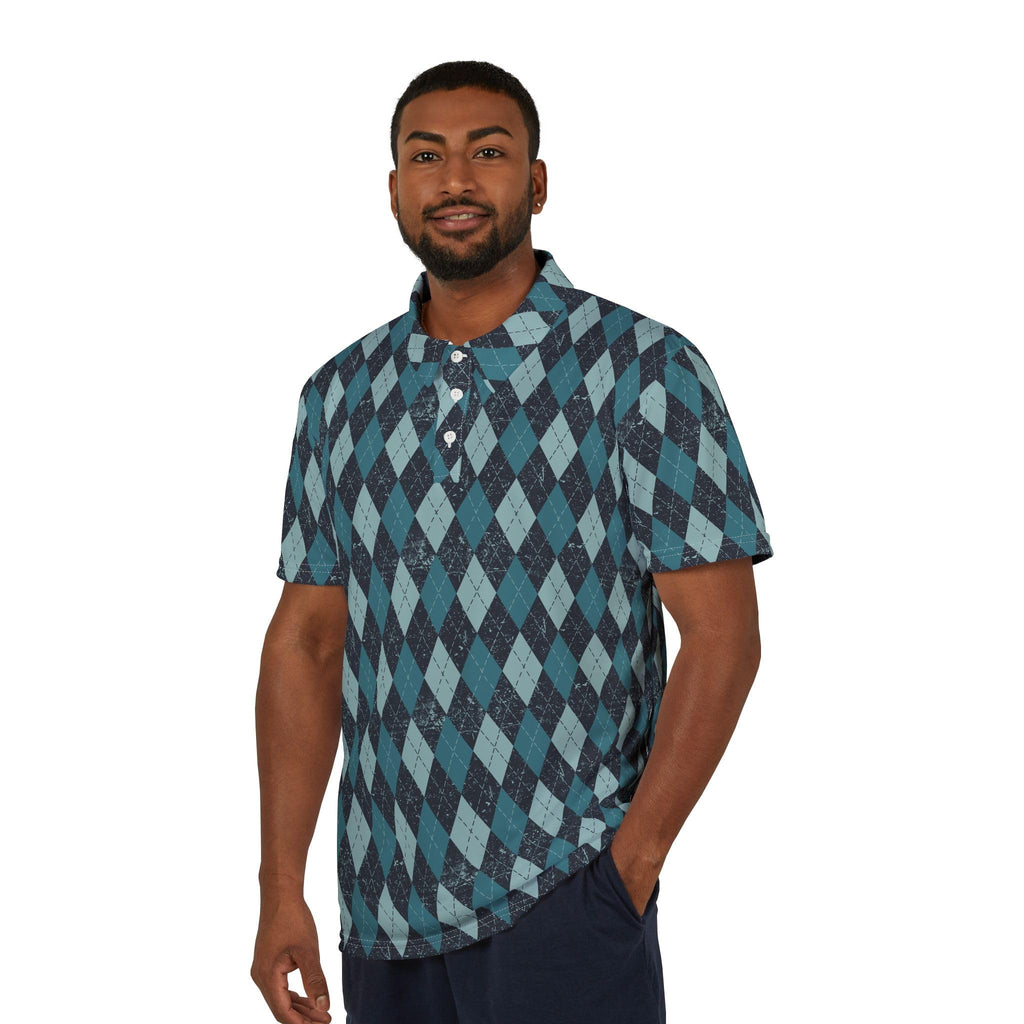 Stylish Argyle Pattern Unisex Polo Shirt, Trendy Button-Up, Casual Summer Wear, Unique Patterned Shirt, Gift for Men, Women
