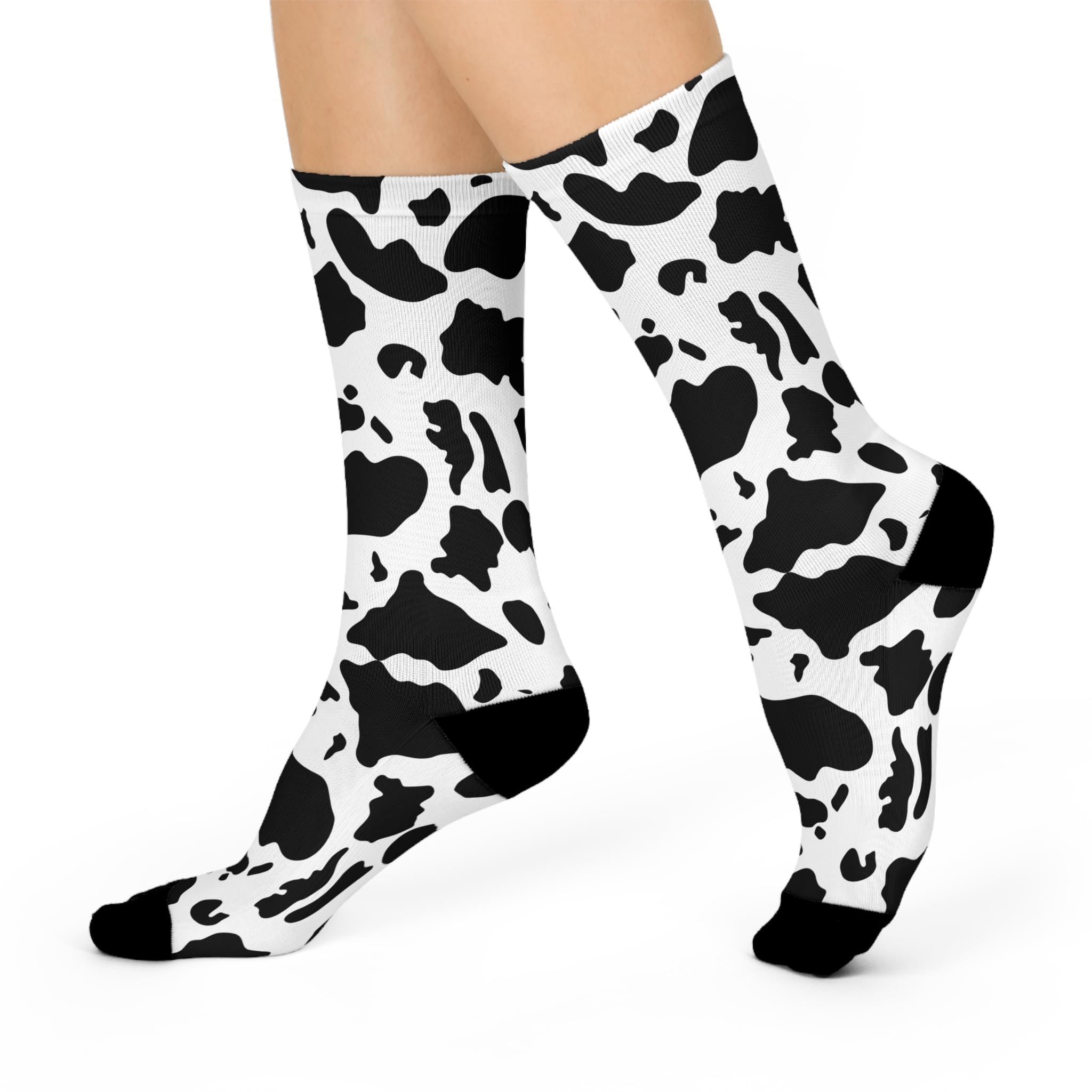 Cow Print Cushioned Crew Socks, Fun Fashion for Cozy Days, Gift for Animal Lovers