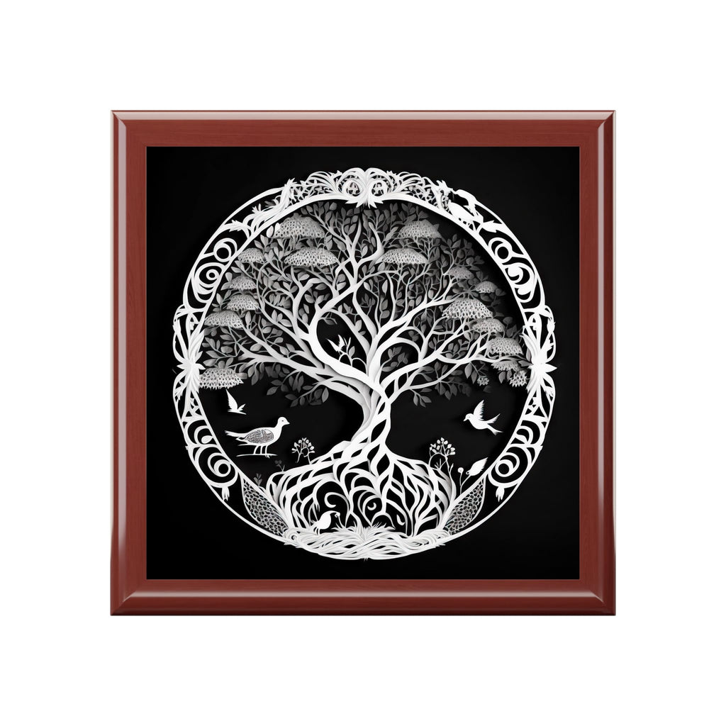 Jewelry Box, Celtic Design, Yggdrasil inspired, Ever Tree design, Wooden Keepsake Box, Gift for Her