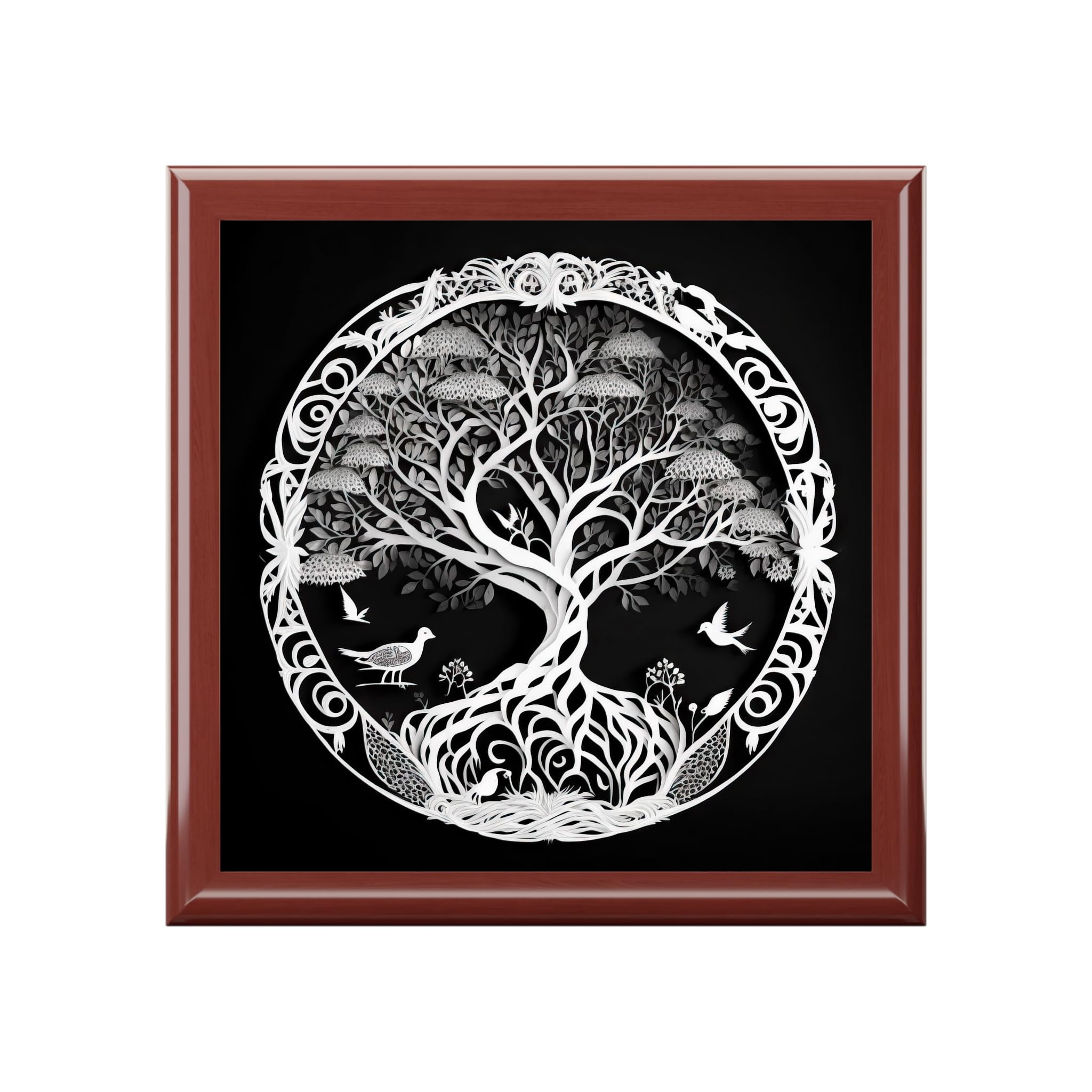 Jewelry Box, Celtic Design, Yggdrasil inspired, Ever Tree design, Wooden Keepsake Box, Gift for Her