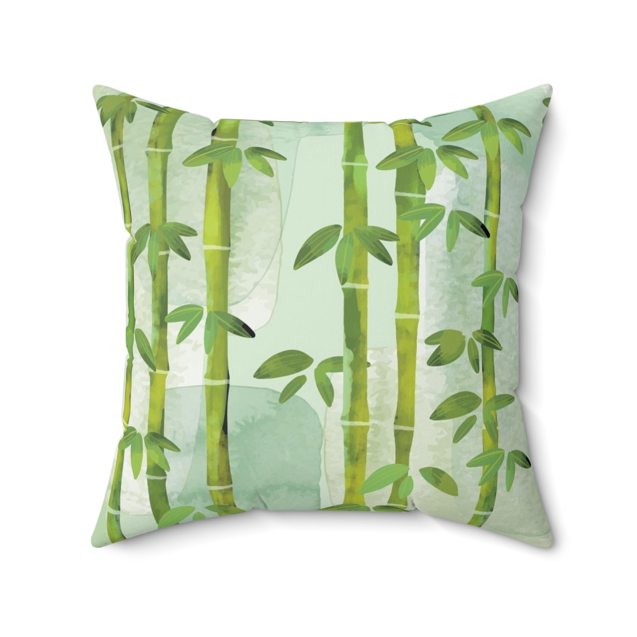 Bamboo Square Pillow, Decorative Throw Cushion, Home Decor Accent, Nature Inspired Pillow, Tropical Cushion Cover, Floral