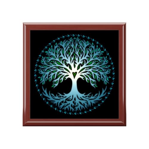 Jewelry Box, Tree of Life Organizer, Wooden Trinket Holder, Keepsake Storage, Boho Jewelry Case, Rustic Decor