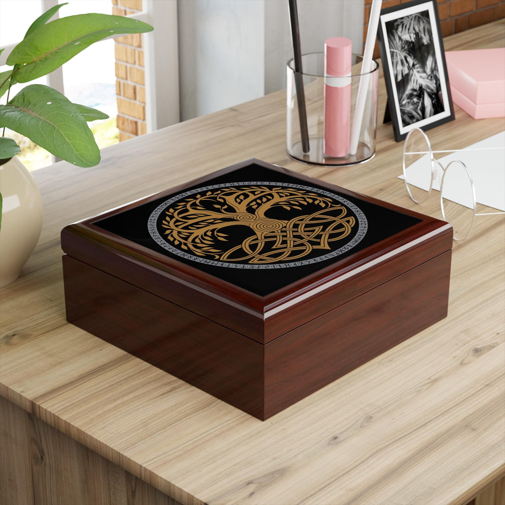 Jewelry Box, Yggdrasil Viking Ever Tree Organizer, Gift for Her, Wooden Jewelry Box
