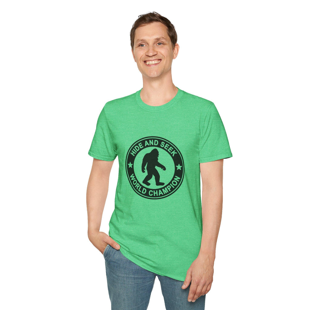 Hide and Seek World Champion T-Shirt, Sasquatch Tee, Big Foot Gift, Funny Unisex Shirt, Yeti Top, Mythical Creature Apparel