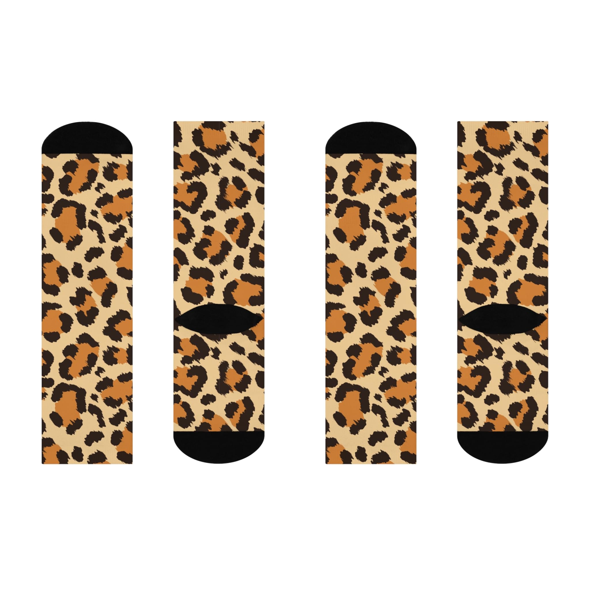 Leopard Print Cushioned Crew Socks, Wild Style for Everyday Comfort, Trendy Gift for Animal Lovers, Cozy Apparel