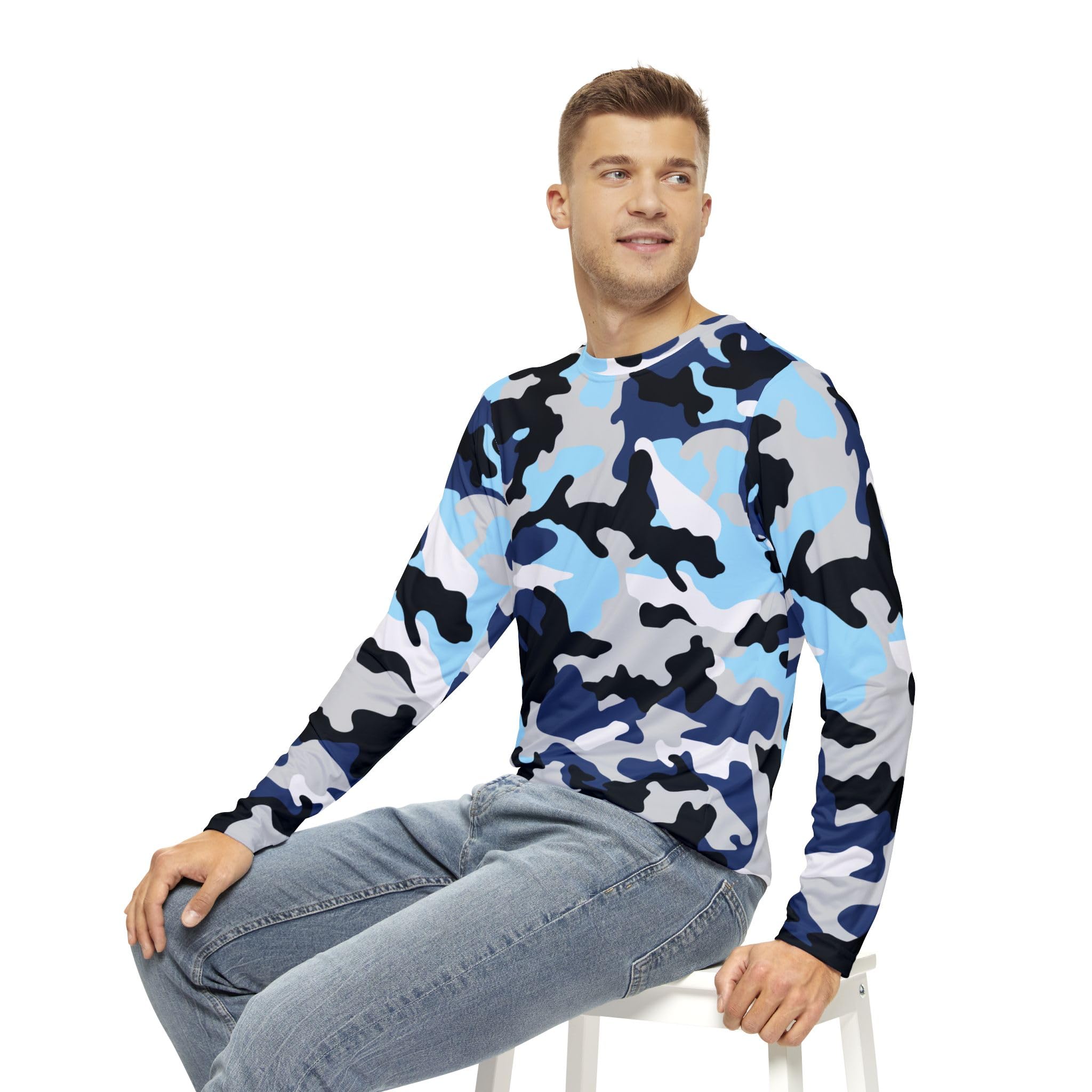 Stylish Camouflage Men's Long Sleeve Shirt, Trendy Casual Wear, Outdoor Fashion, Comfortable Everyday Use, Gift for Him
