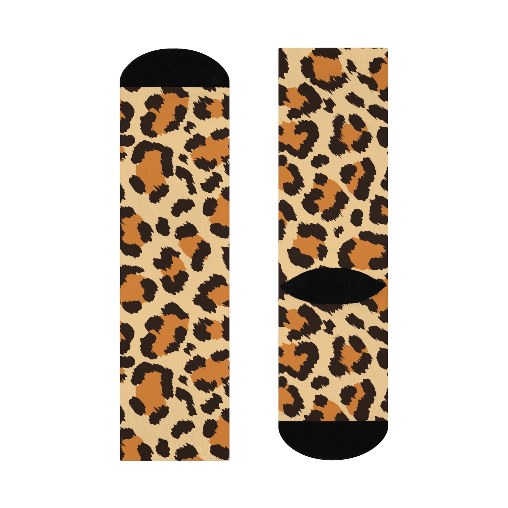 Leopard Print Cushioned Crew Socks, Wild Style for Everyday Comfort, Trendy Gift for Animal Lovers, Cozy Apparel