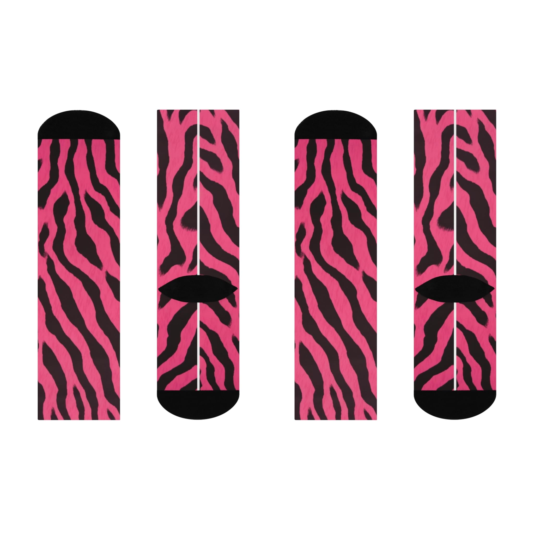 Zebra Print Cushioned Crew Socks, Animal Patterned Dress Socks, Fashionable Footwear, Gift for Her, Cozy Winter Accessories