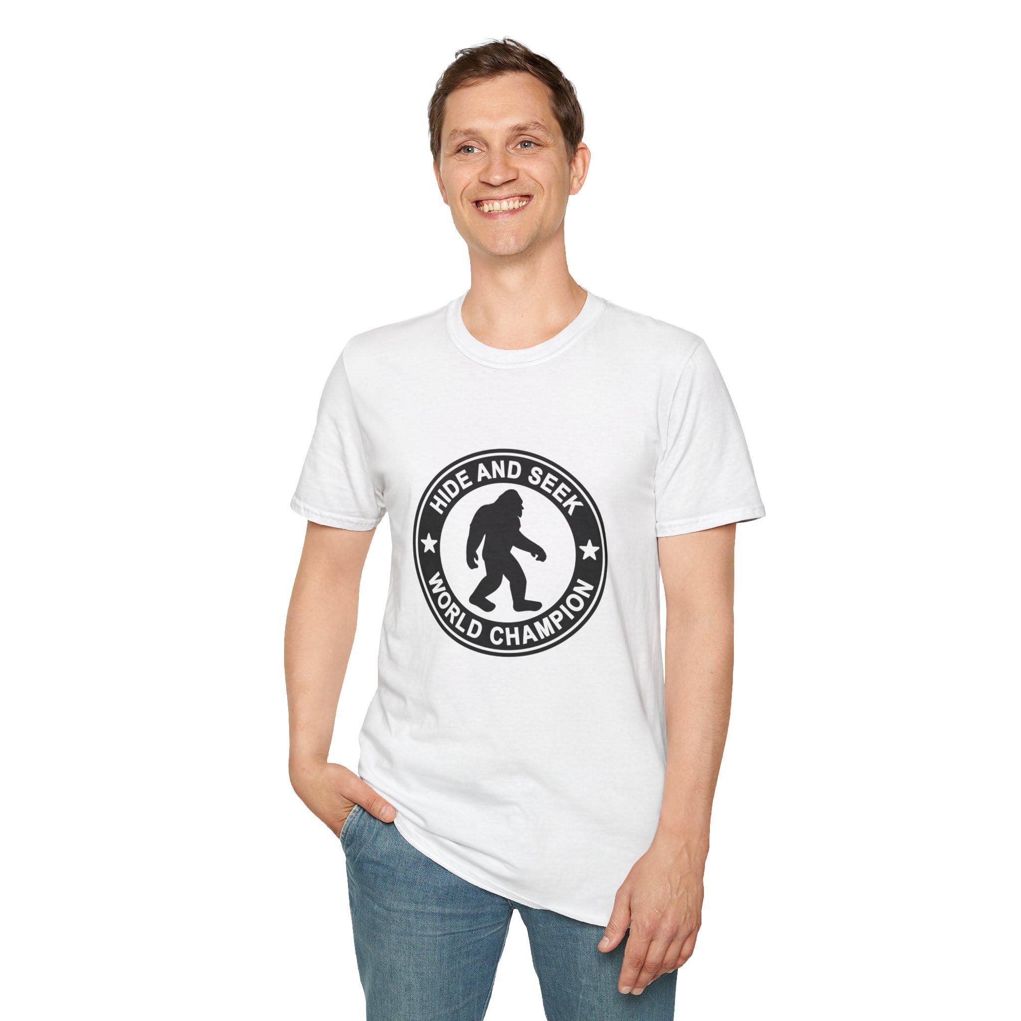 Hide and Seek World Champion T-Shirt, Sasquatch Tee, Big Foot Gift, Funny Unisex Shirt, Yeti Top, Mythical Creature Apparel