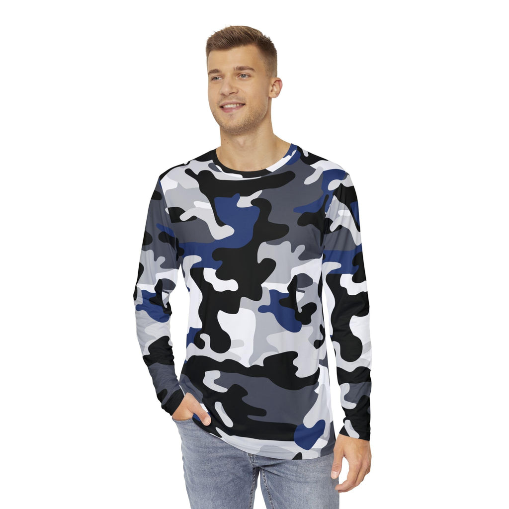 Camo Men's Long Sleeve Shirt - Casual, Outdoor, Military Style, Gift for Him, Everyday Wear, Unique Fashion