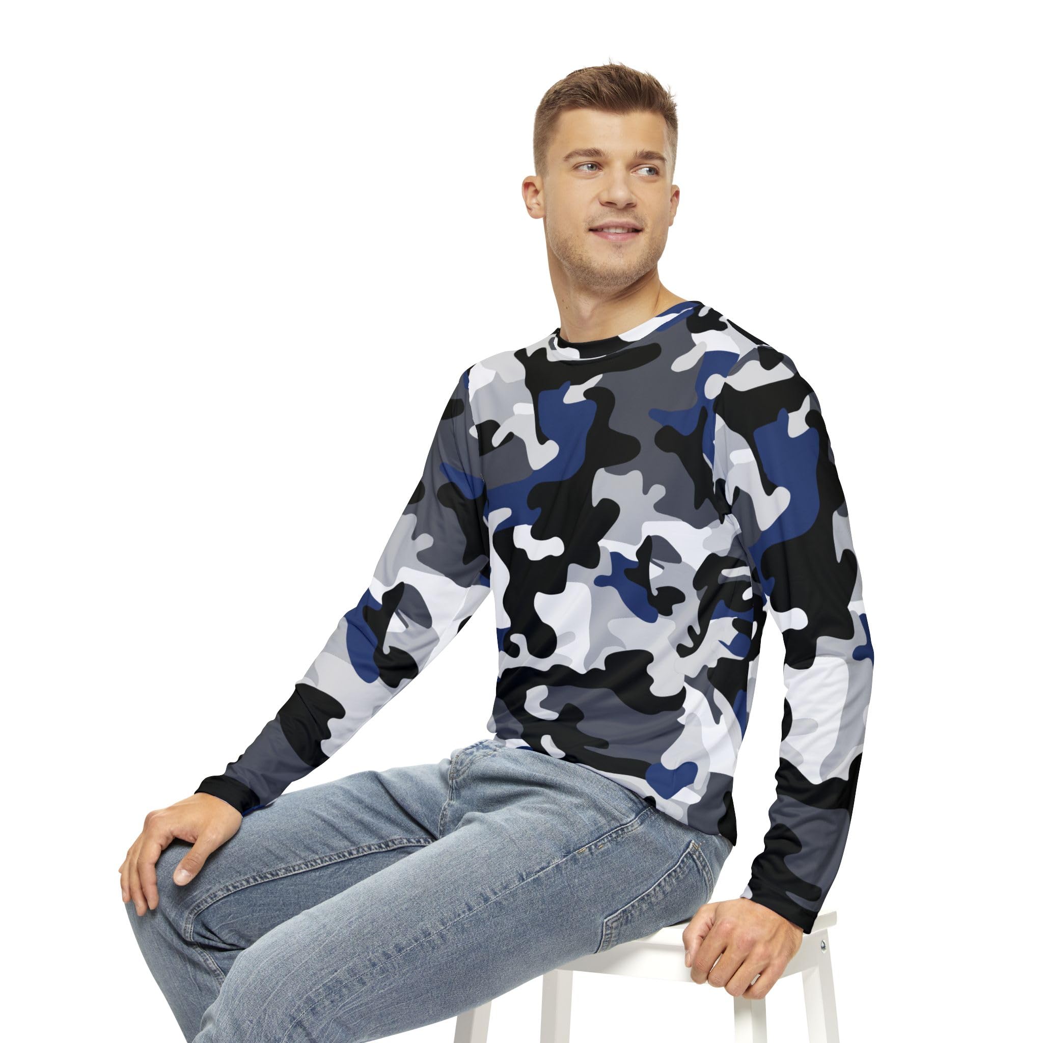 Camo Men's Long Sleeve Shirt - Casual, Outdoor, Military Style, Gift for Him, Everyday Wear, Unique Fashion