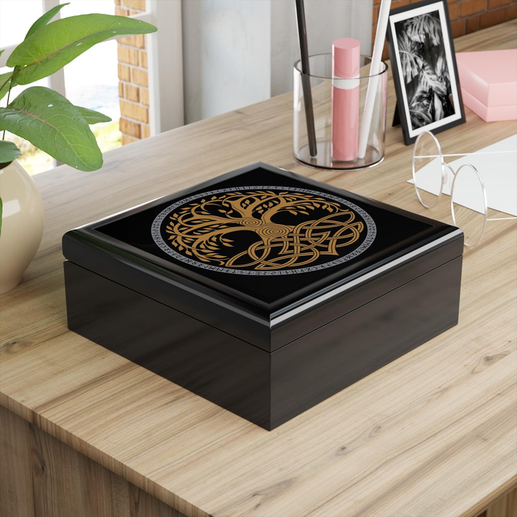 Jewelry Box, Yggdrasil Viking Ever Tree Organizer, Gift for Her, Wooden Jewelry Box