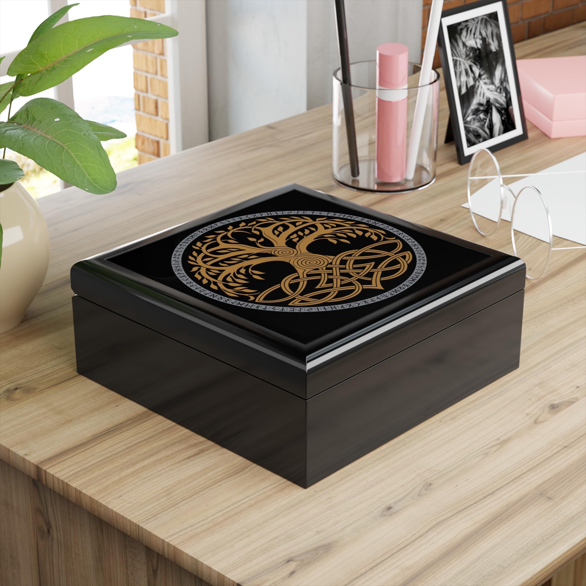 Jewelry Box, Yggdrasil Viking Ever Tree Organizer, Gift for Her, Wooden Jewelry Box