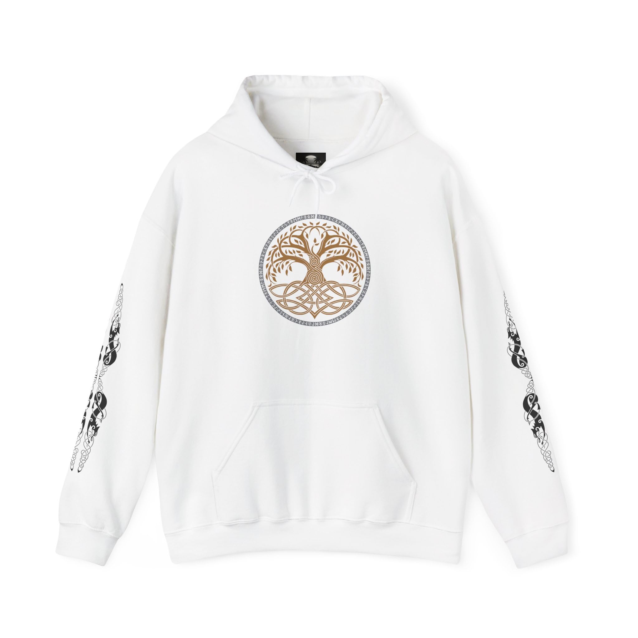 Viking Runes Hoodie, Vintage Style Sweatshirt, Unisex Pullover, Norse Mythology, Druidic Symbols Long Sleeve Shirt