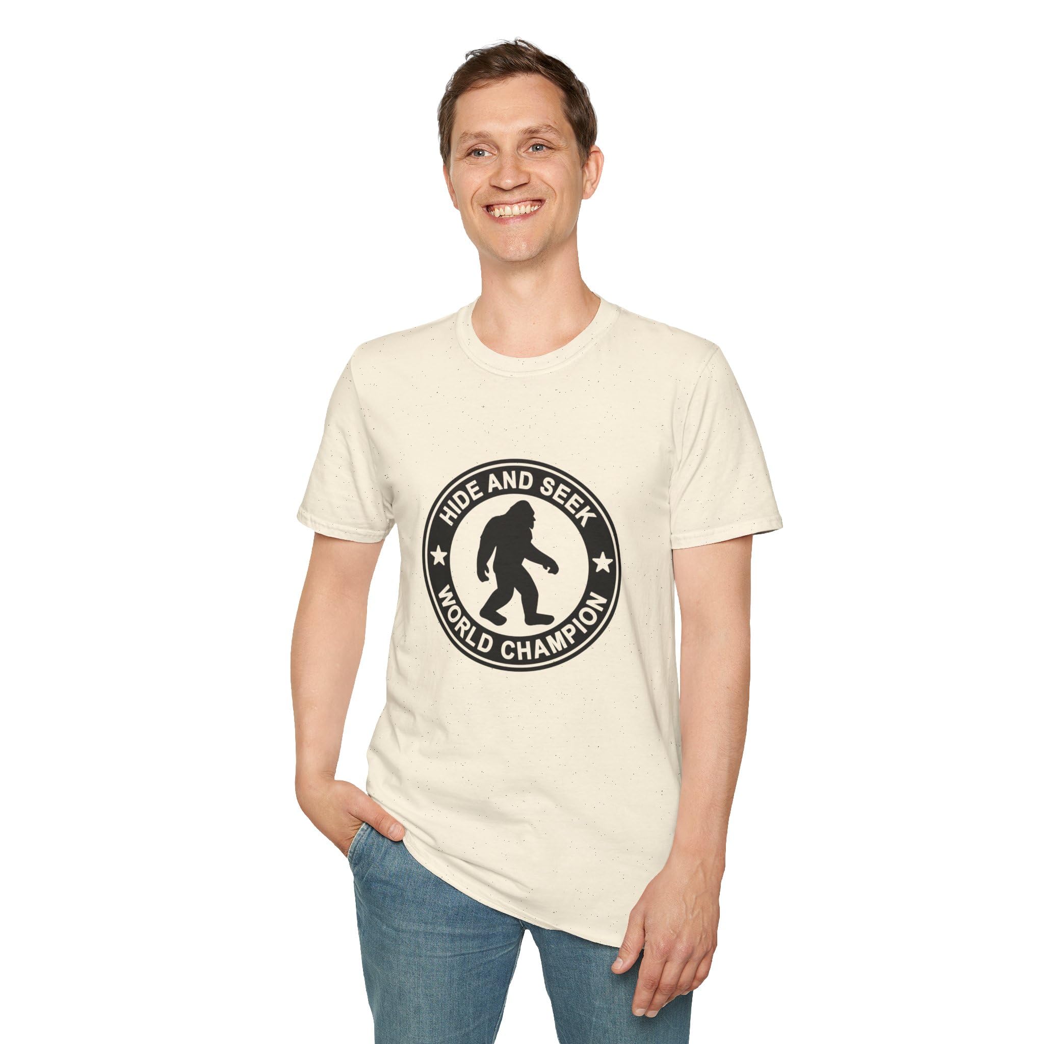 Hide and Seek World Champion T-Shirt, Sasquatch Tee, Big Foot Gift, Funny Unisex Shirt, Yeti Top, Mythical Creature Apparel
