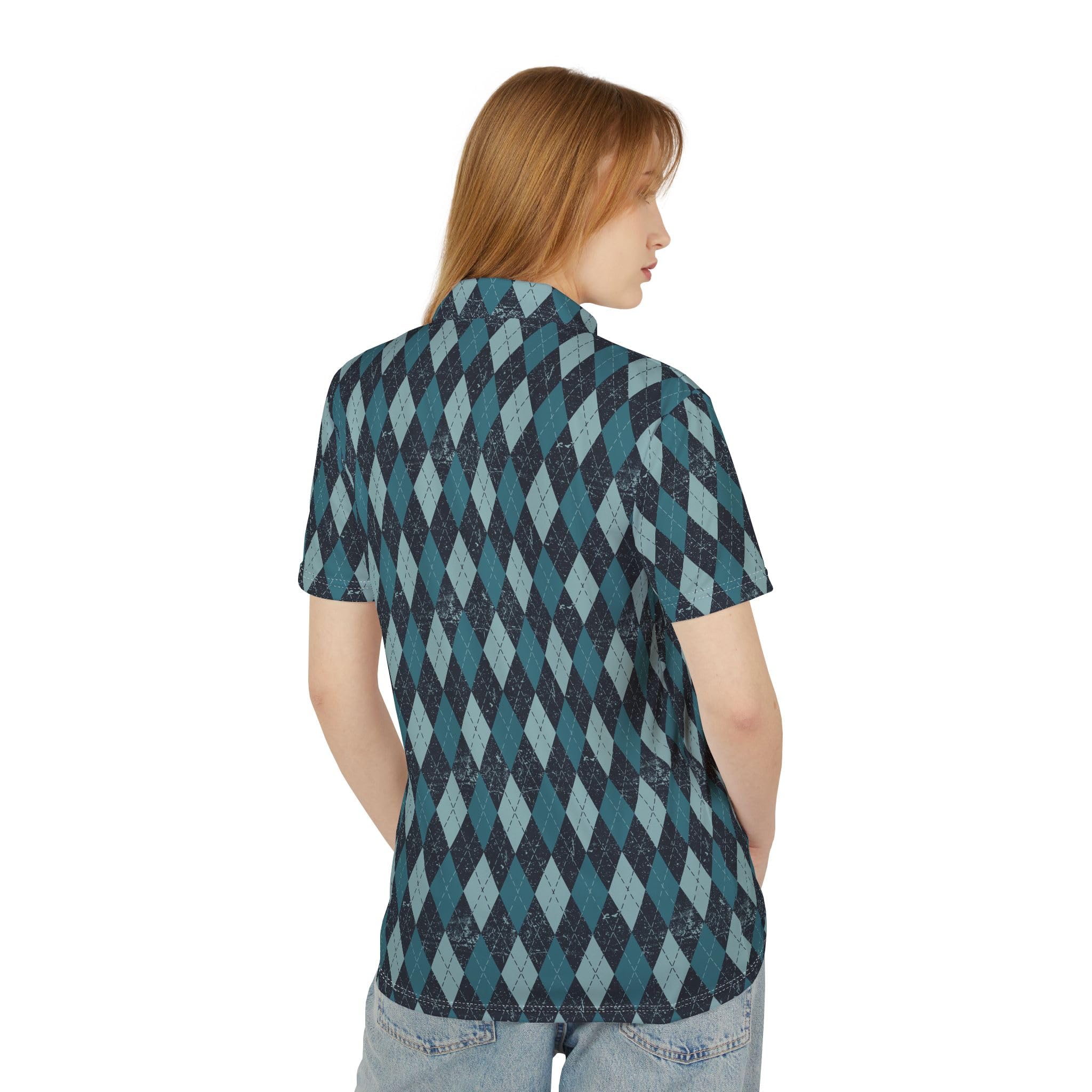 Stylish Argyle Pattern Unisex Polo Shirt, Trendy Button-Up, Casual Summer Wear, Unique Patterned Shirt, Gift for Men, Women
