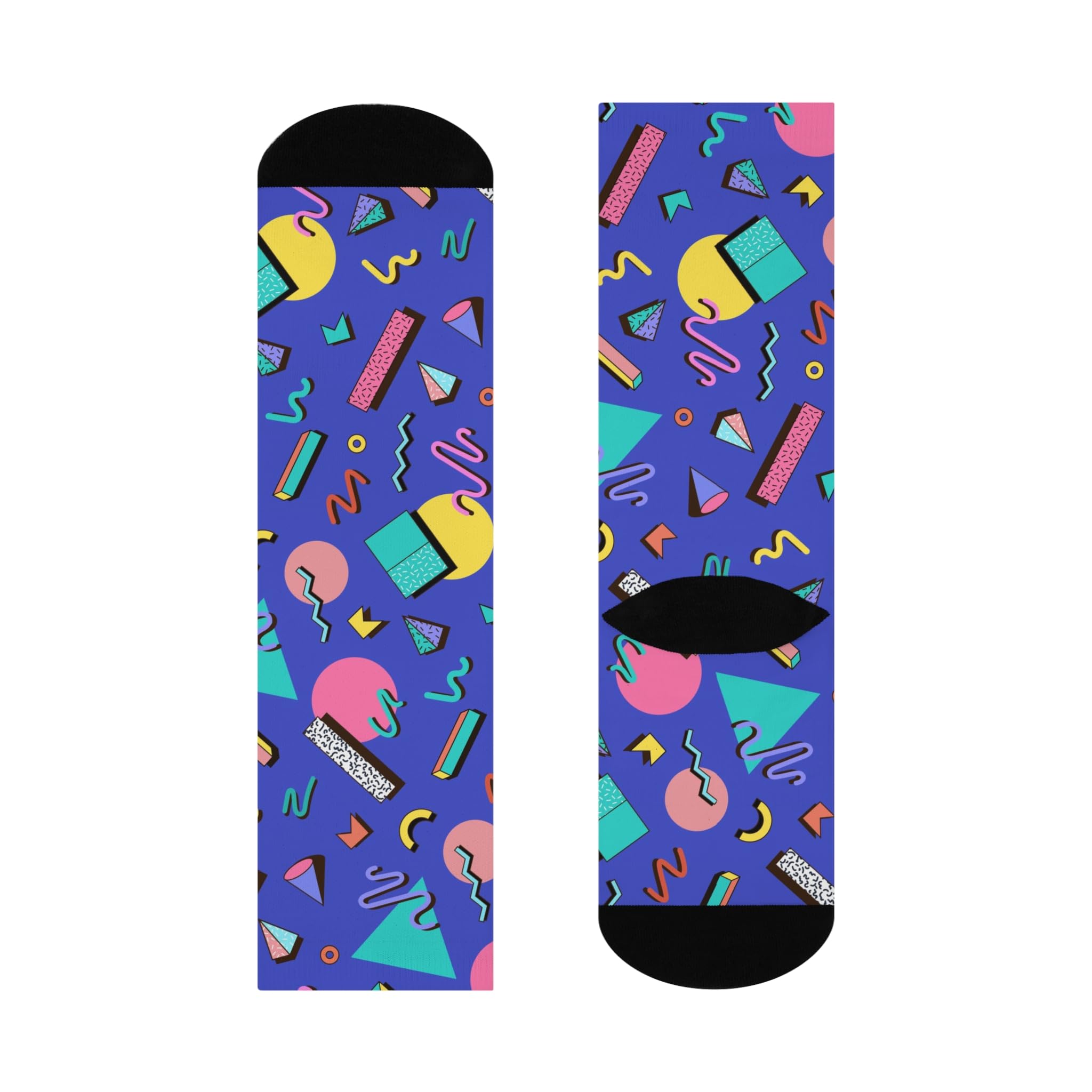 Crew Socks, Retro Vibe Print, Novelty Footwear, Vintage Style, Comfortable Stockings, Fun Patterned Socks