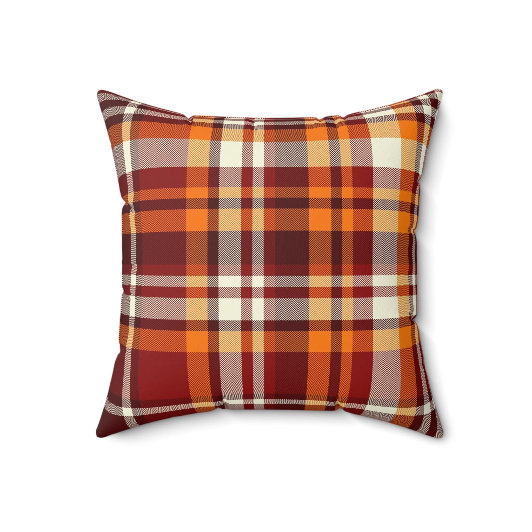 Autumn Plaid Square Pillow, Cozy Home Decor, Seasonal Throw Cushion, Farmhouse Pillow, Gift for Thanksgiving