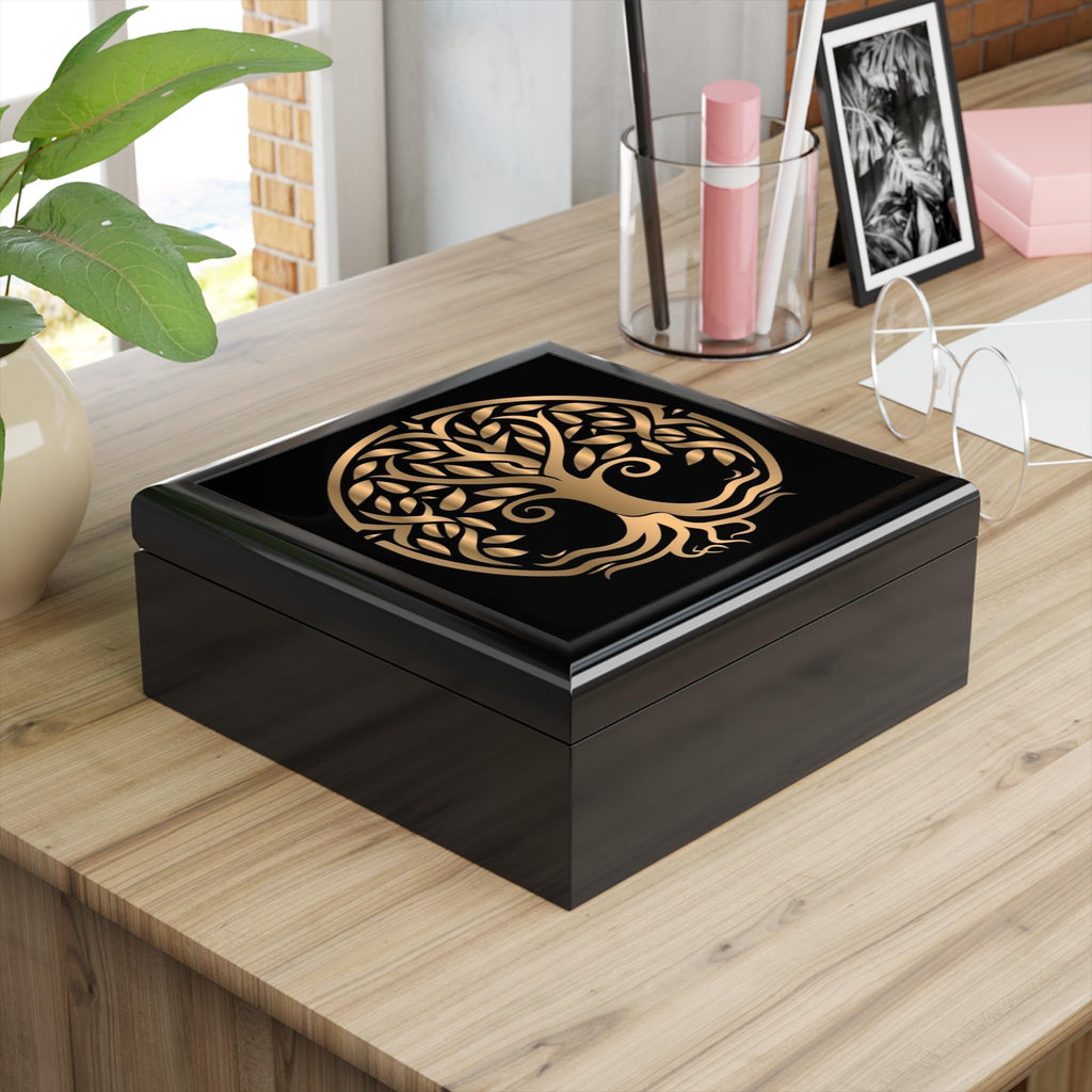 Jewelry Box, Tree of Life Design Jewelry Storage Organizer, Wooden Trinket Holder, Ring Case, Gift for Women