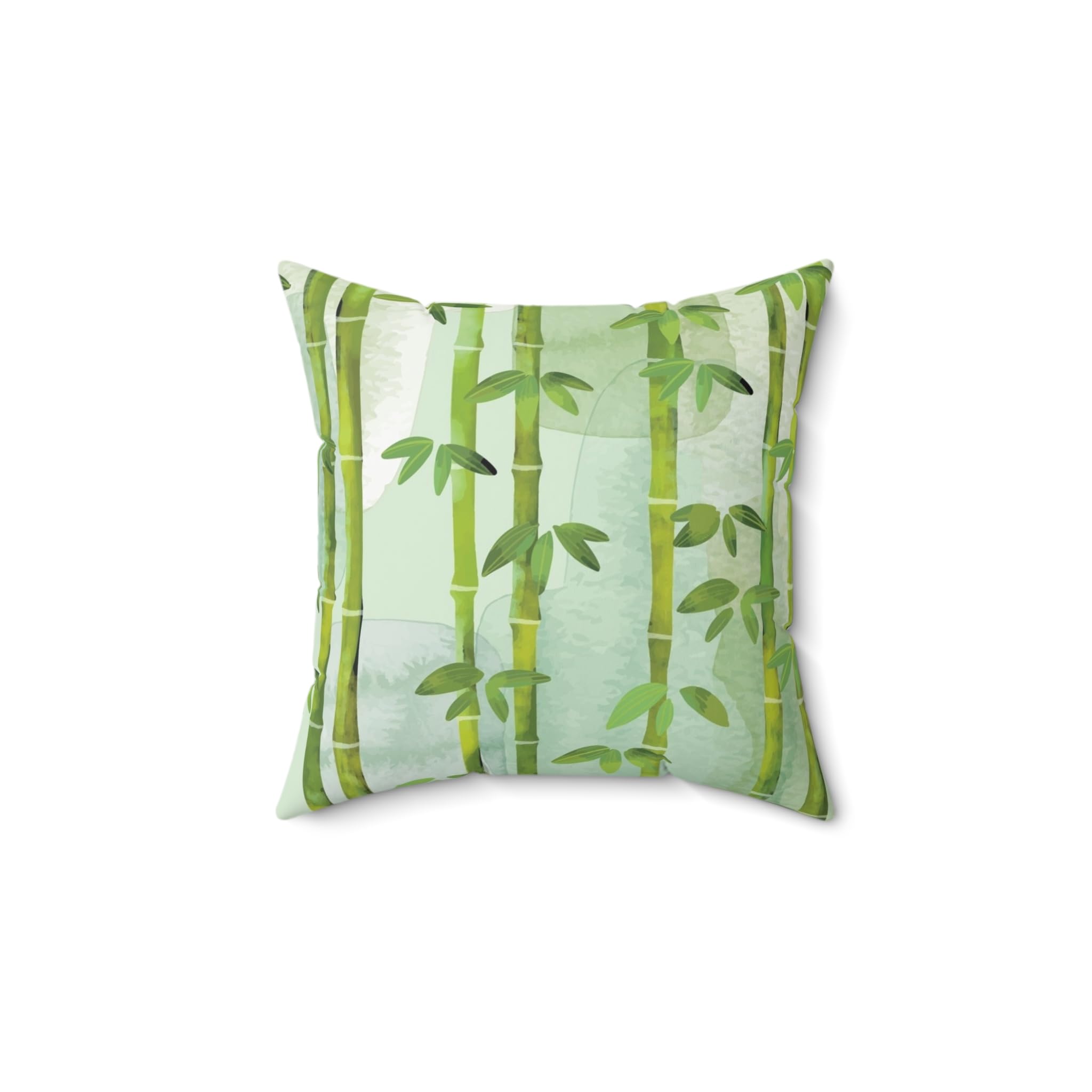Bamboo Square Pillow, Decorative Throw Cushion, Home Decor Accent, Nature Inspired Pillow, Tropical Cushion Cover, Floral