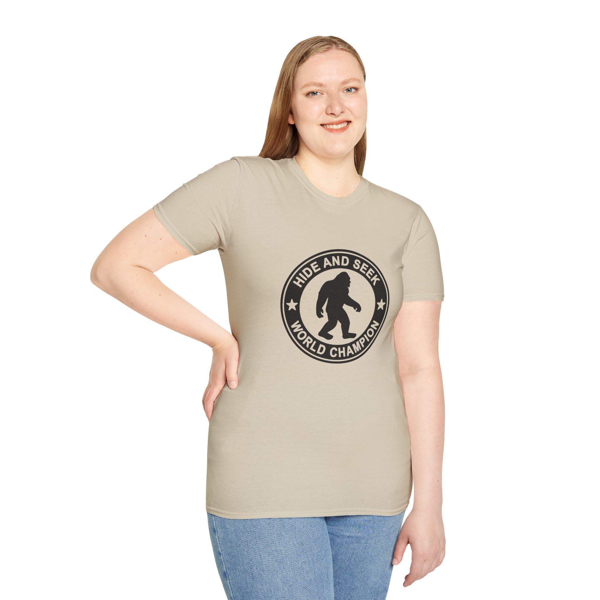 Hide and Seek World Champion T-Shirt, Sasquatch Tee, Big Foot Gift, Funny Unisex Shirt, Yeti Top, Mythical Creature Apparel