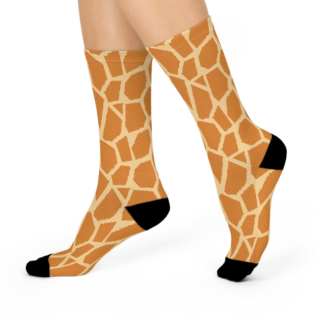 Giraffe Print Cushioned Crew Socks for Comfort and Style, Gift for Animal Lovers