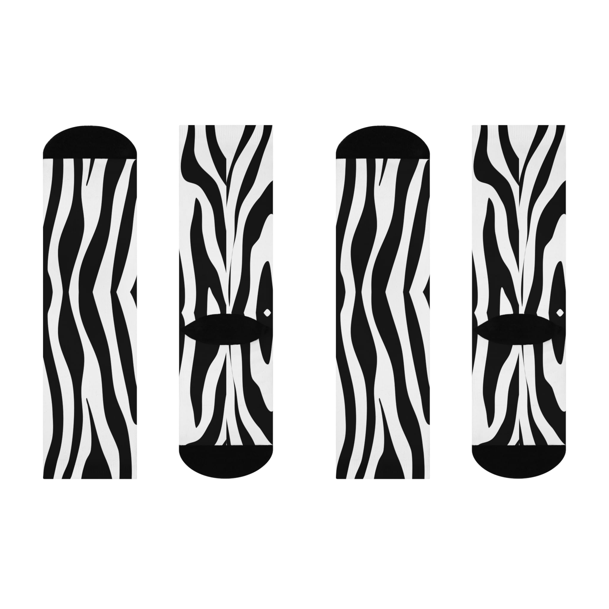 Zebra-Striped Cushioned Crew Socks, Comfy, Stylish, Unique Gift, Fun Fashion, Everyday Wear