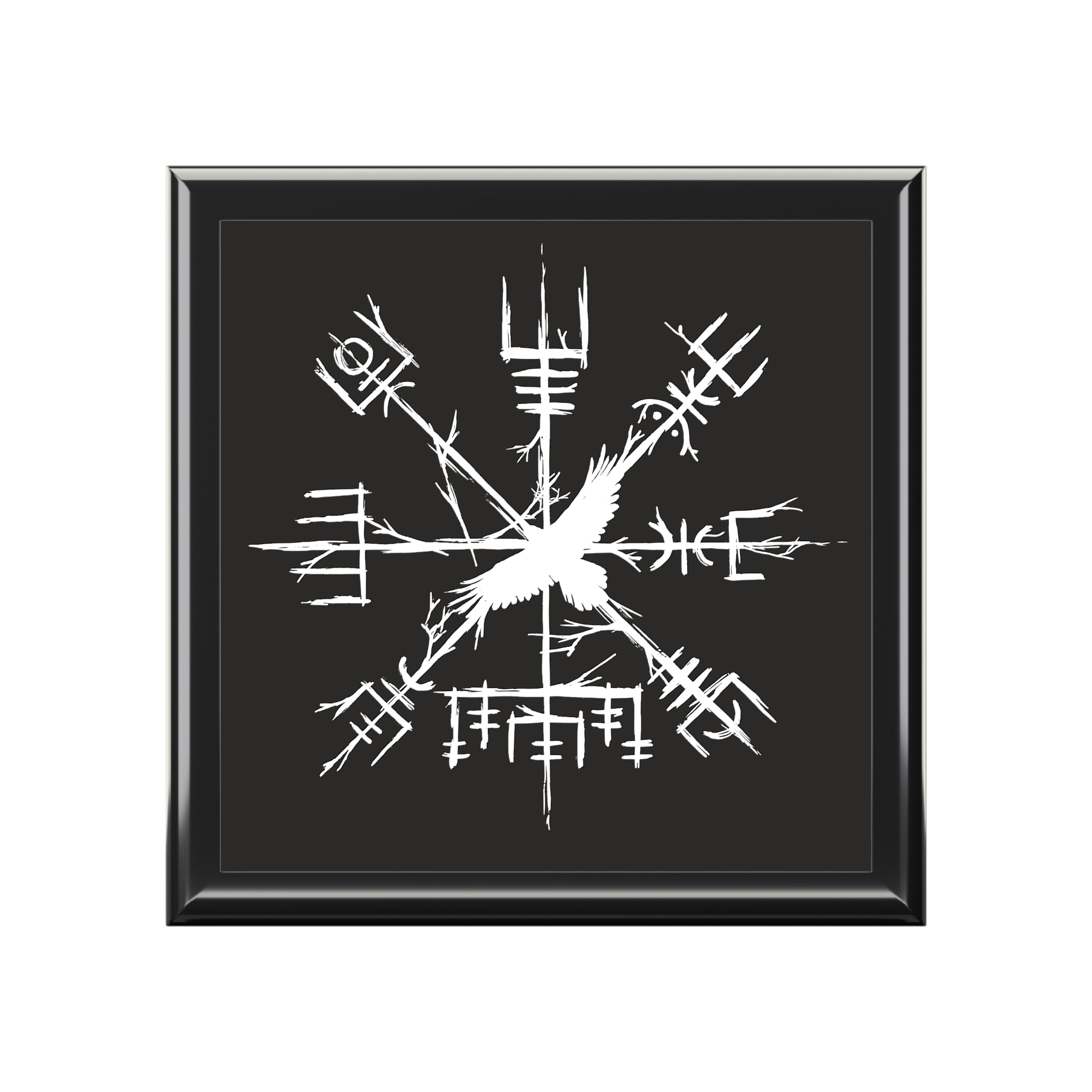 Jewelry Box, Norse Compass and Raven Design, Trinket Holder, Gift for Viking Enthusiast