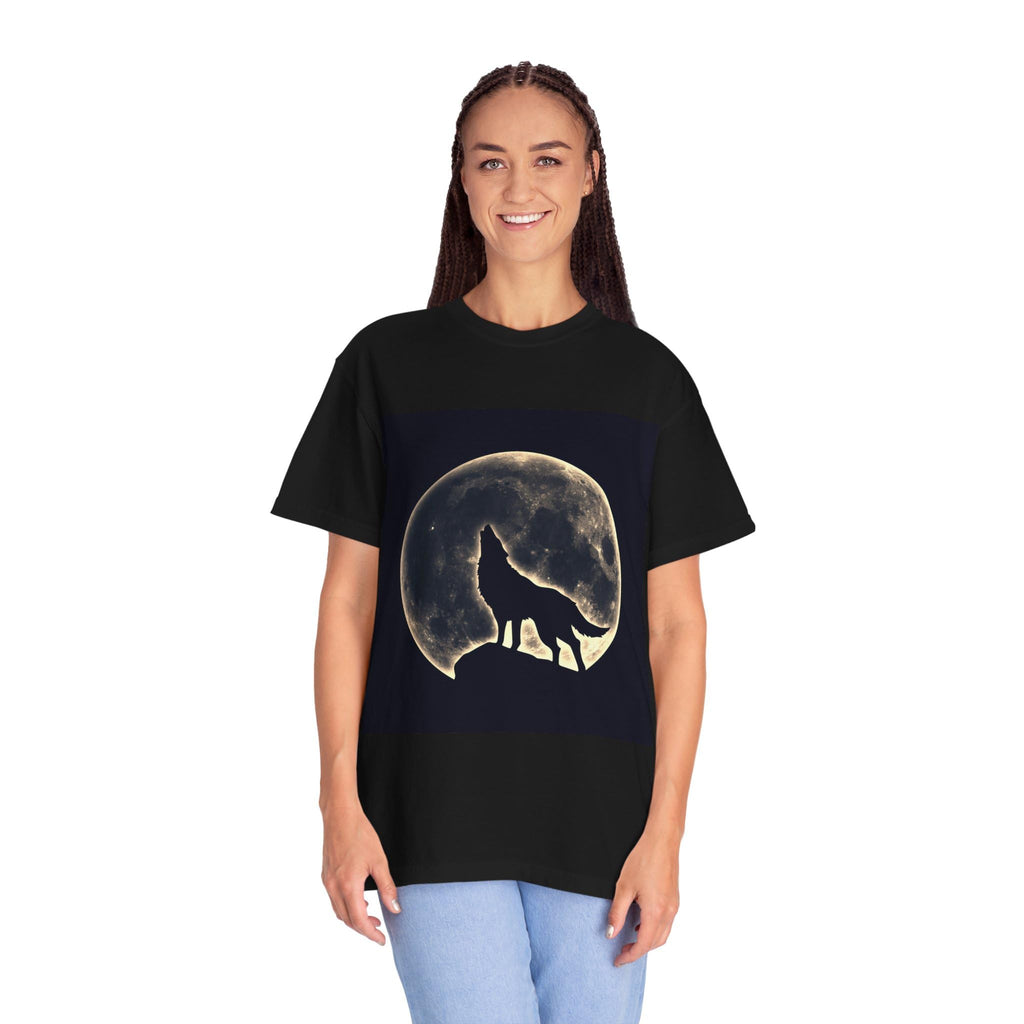 Wolf Howling at The Moon Unisex T-Shirt, Wildlife Animal Tee, Nature Lover Shirt, Moon Phase Top, Outdoor Adventure Apparel
