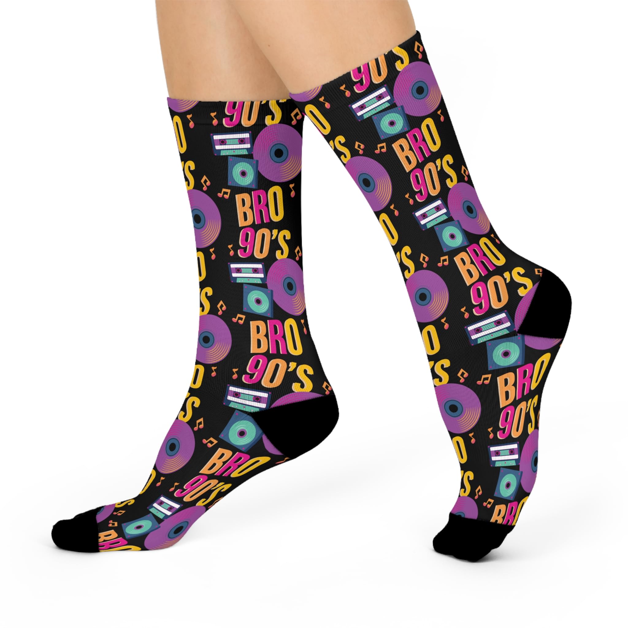 Crew Socks, 90s Bro Design, Retro Style, Funny Gift, Novelty Socks, Vintage Vibes
