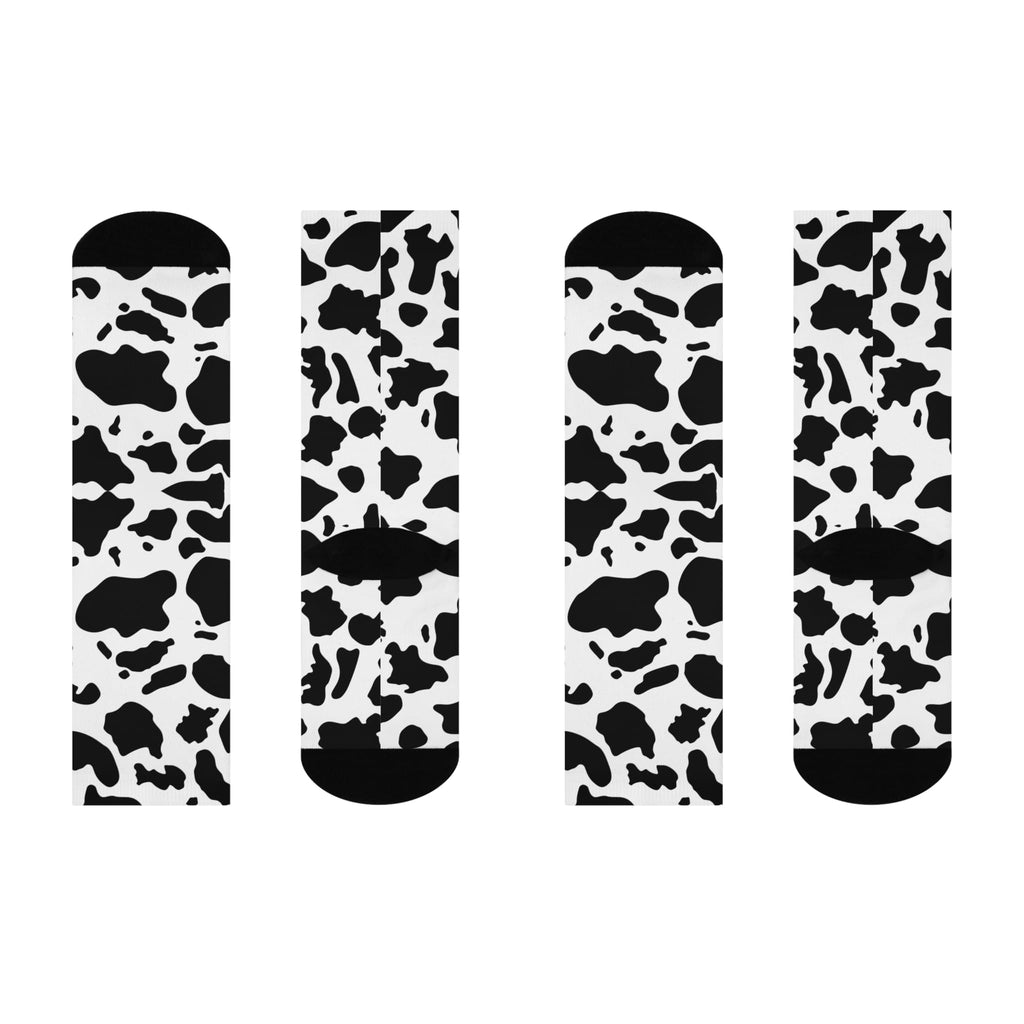 Cow Print Cushioned Crew Socks, Fun Fashion for Cozy Days, Gift for Animal Lovers