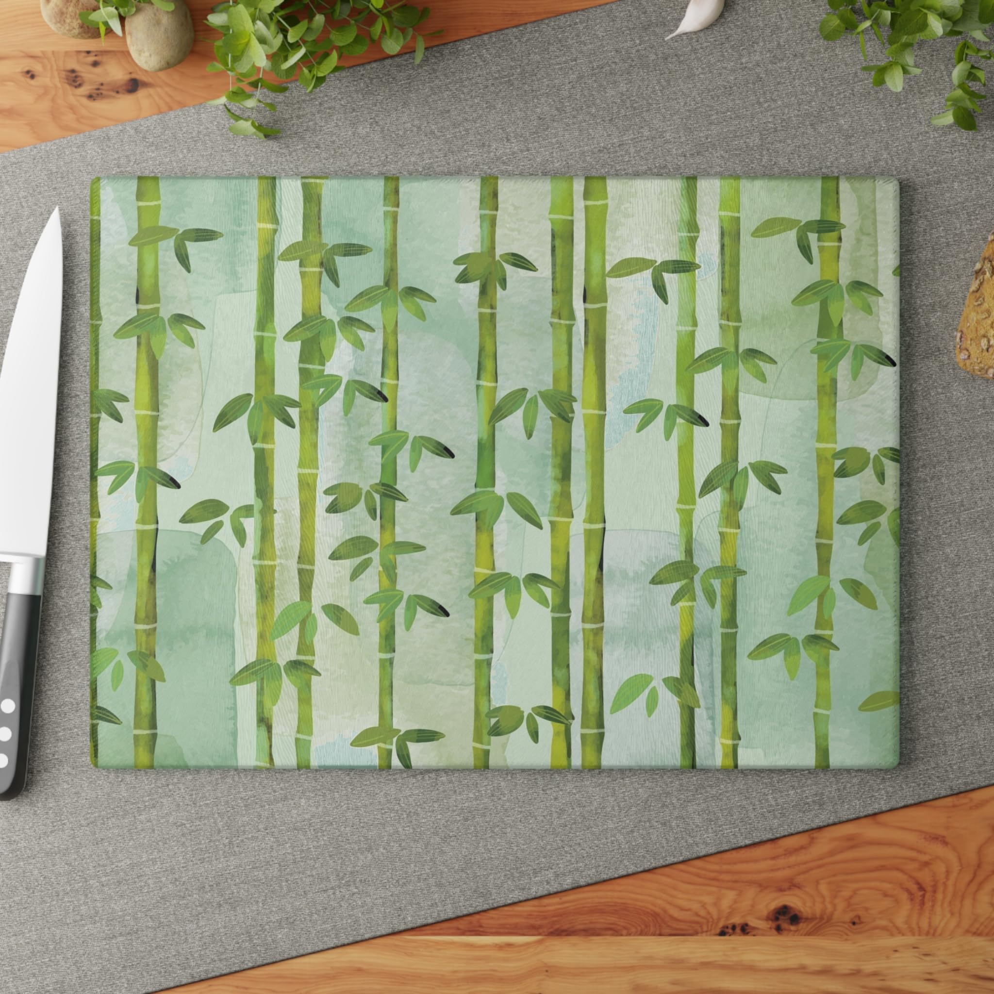 Bamboo Glass Cutting Board, Nature Inspired Kitchen Decor, Eco-friendly Gift for Chefs, Home Cooks, Weddings, Housewarming