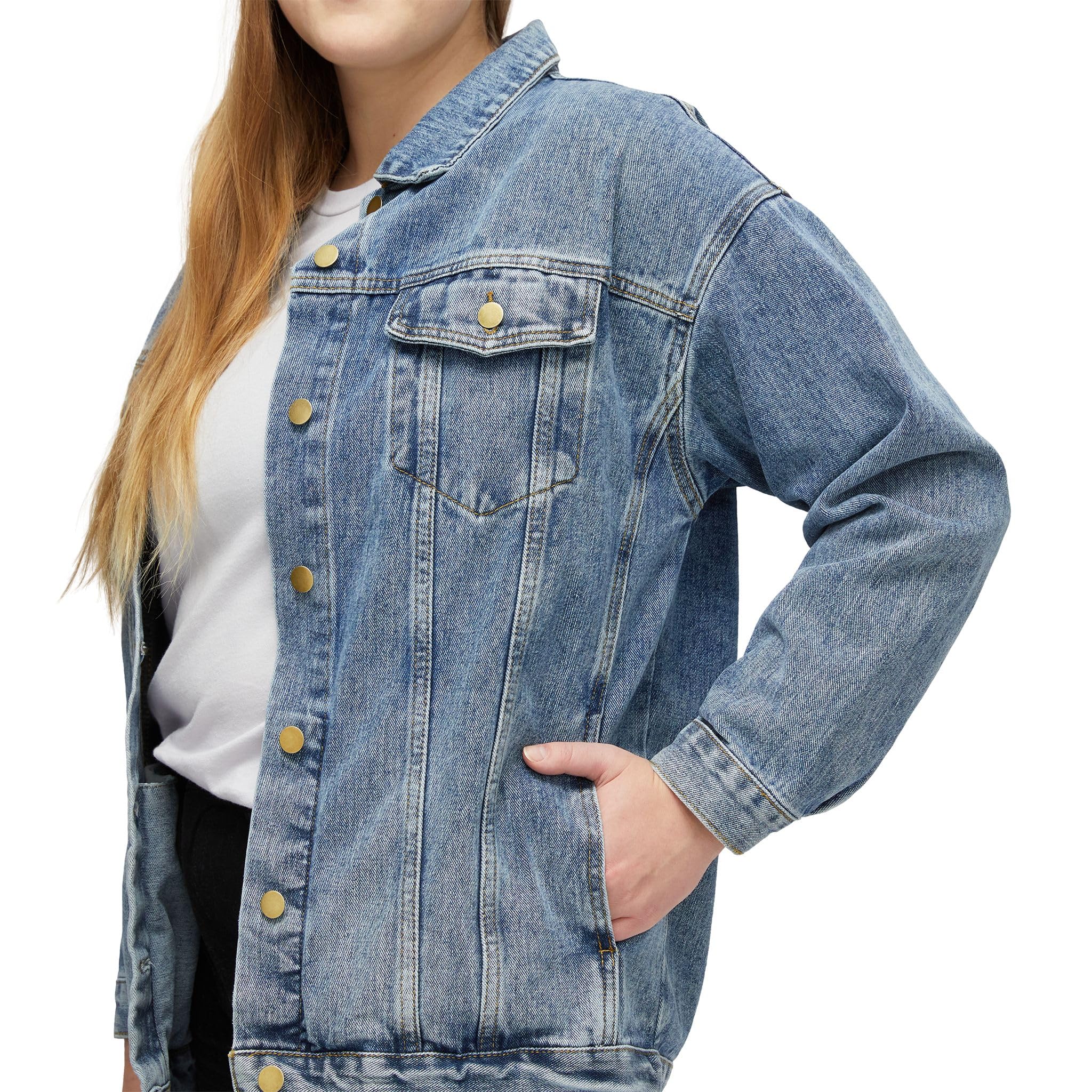 Denim Jacket, Pagan Wolves Design, Women's Outerwear Apparel, Witchy Style Clothing, Boho Denim Coat, Moon Phase Jacket
