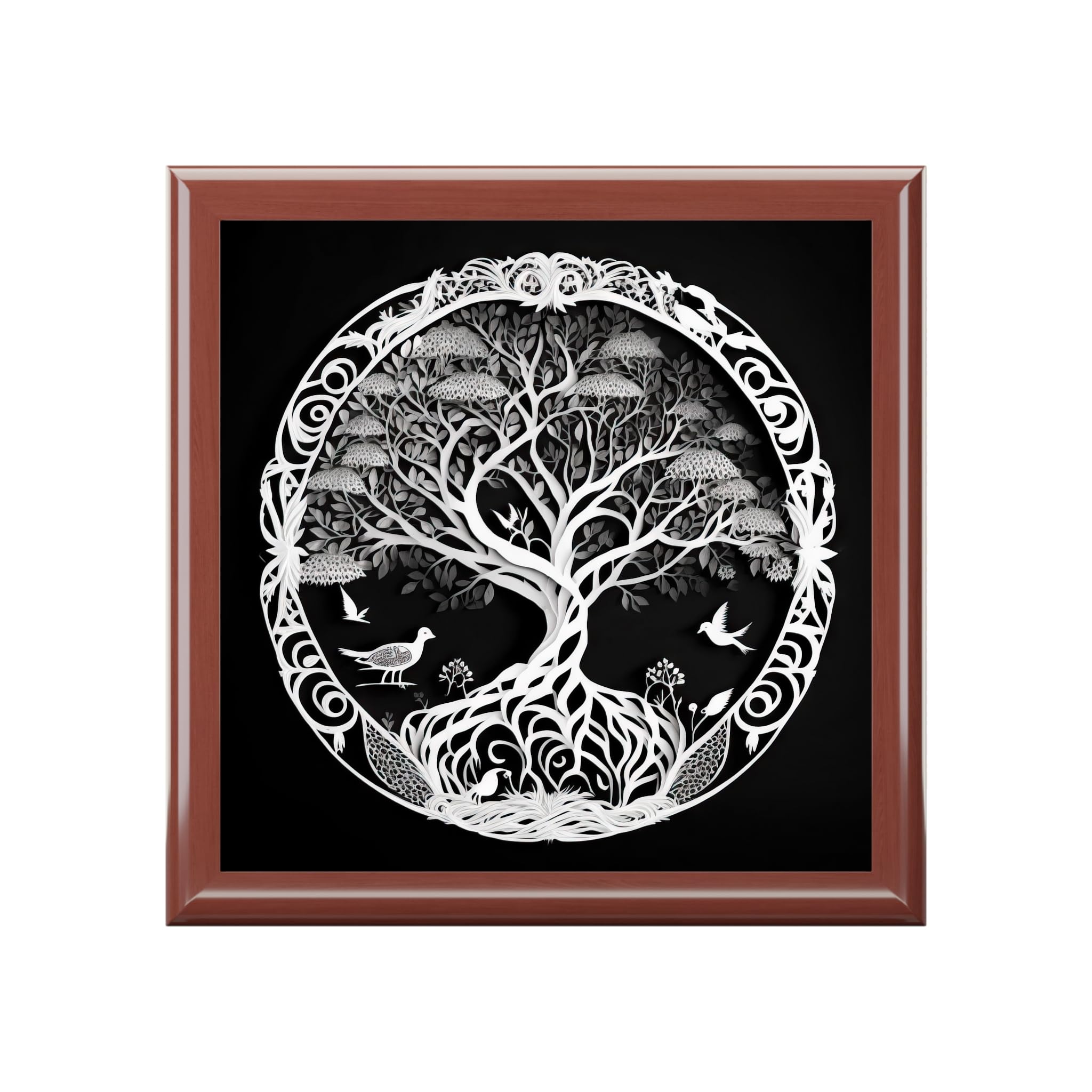 Jewelry Box, Celtic Design, Yggdrasil inspired, Ever Tree design, Wooden Keepsake Box, Gift for Her