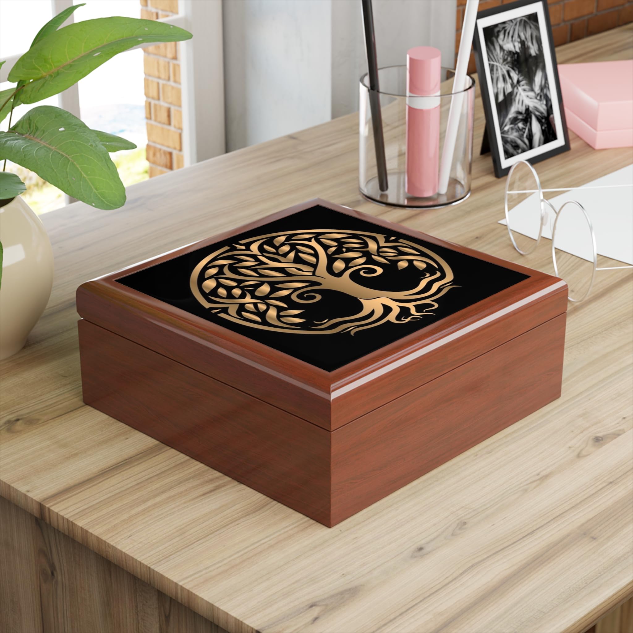 Jewelry Box, Tree of Life Design Jewelry Storage Organizer, Wooden Trinket Holder, Ring Case, Gift for Women