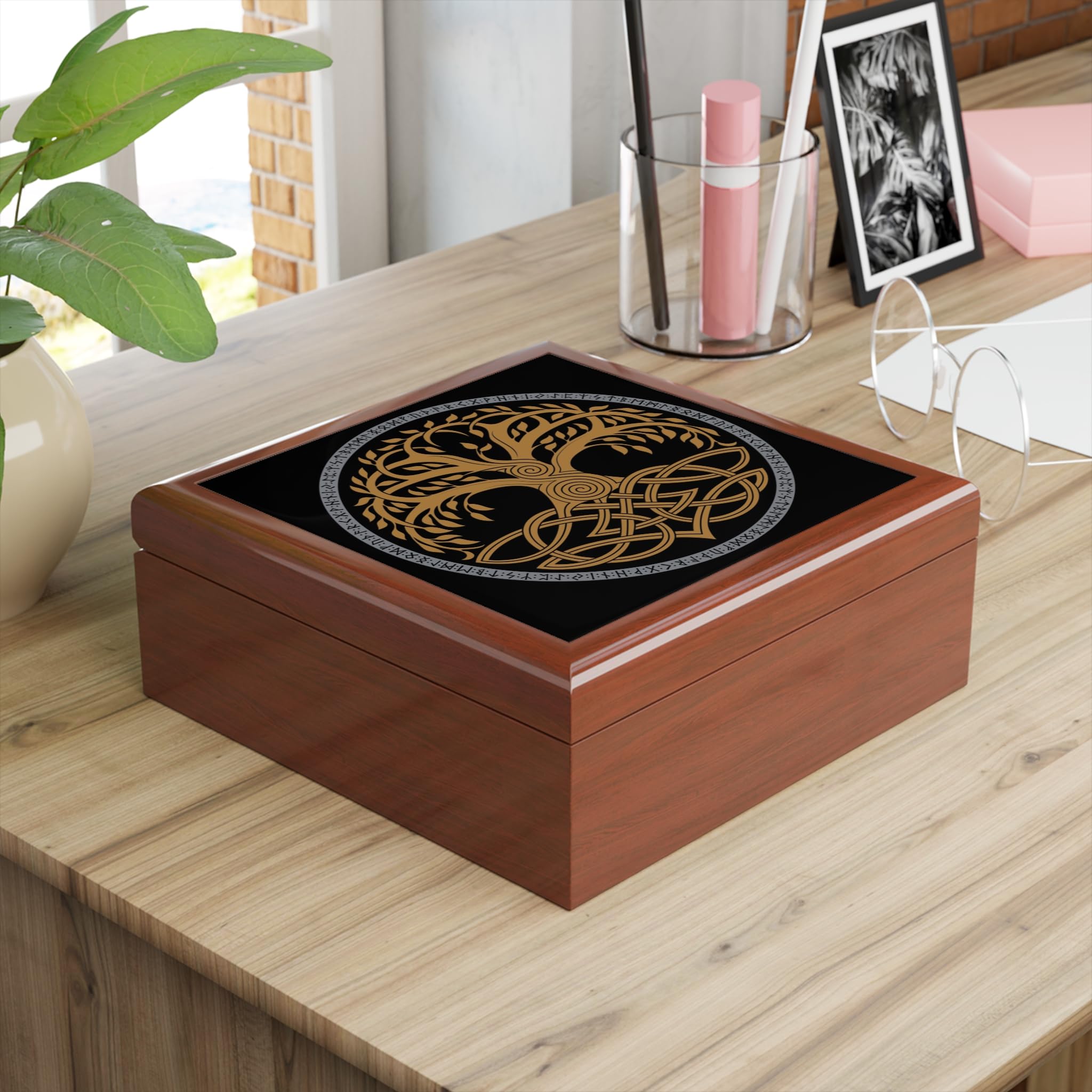 Jewelry Box, Yggdrasil Viking Ever Tree Organizer, Gift for Her, Wooden Jewelry Box