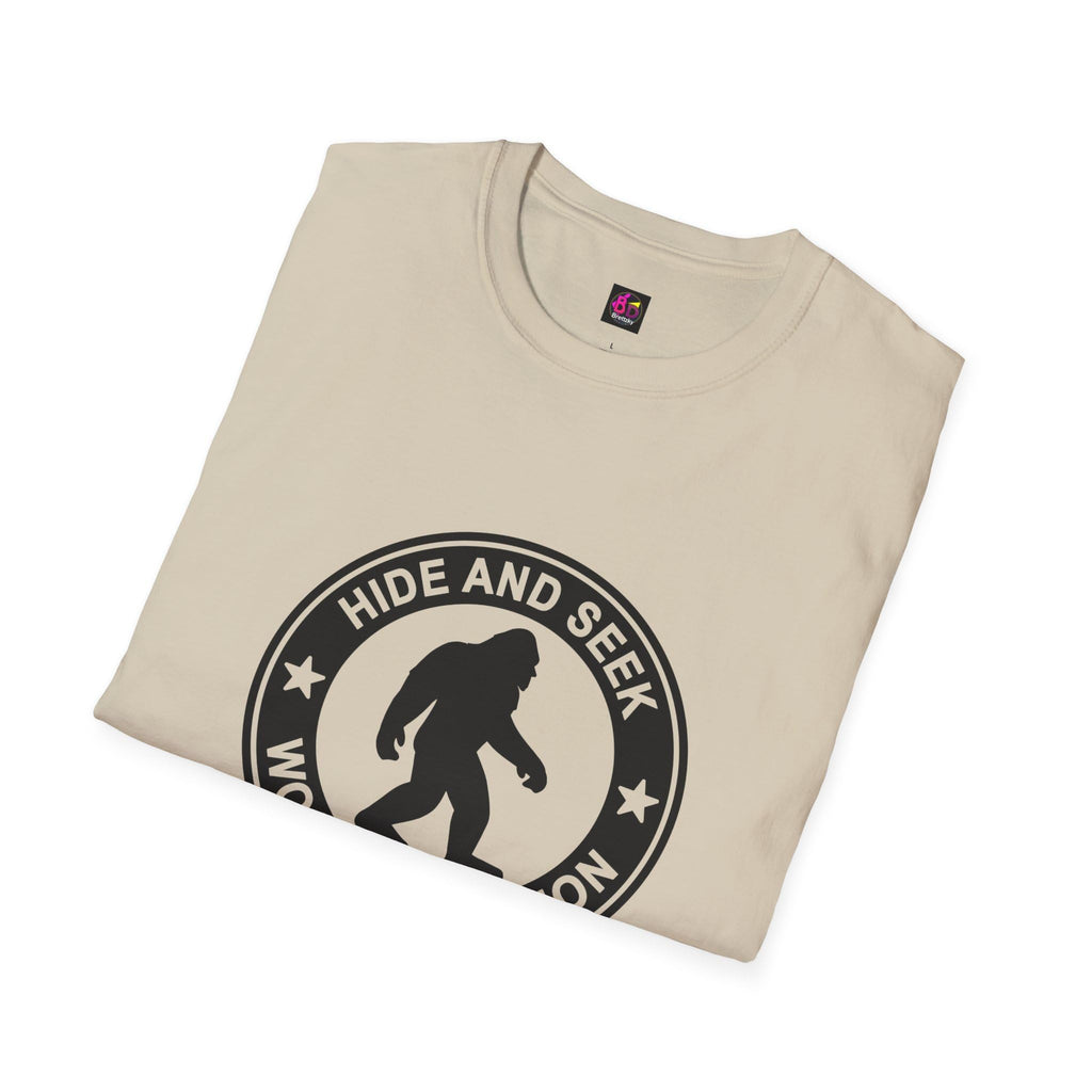 Hide and Seek World Champion T-Shirt, Sasquatch Tee, Big Foot Gift, Funny Unisex Shirt, Yeti Top, Mythical Creature Apparel