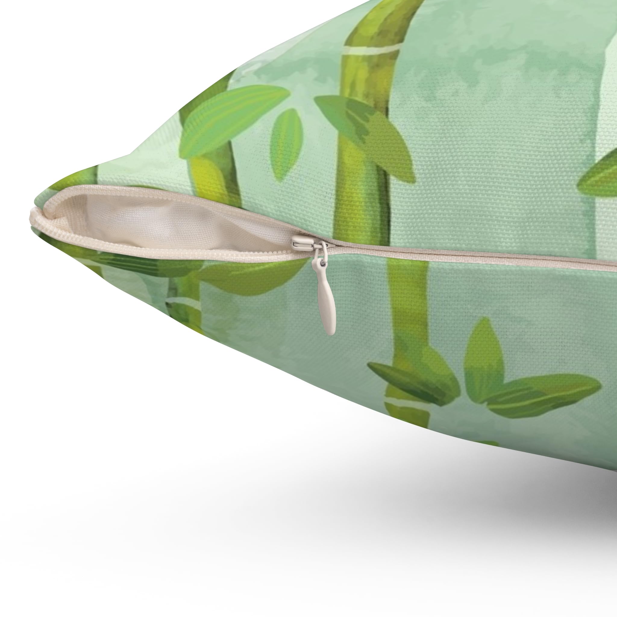 Bamboo Square Pillow, Decorative Throw Cushion, Home Decor Accent, Nature Inspired Pillow, Tropical Cushion Cover, Floral