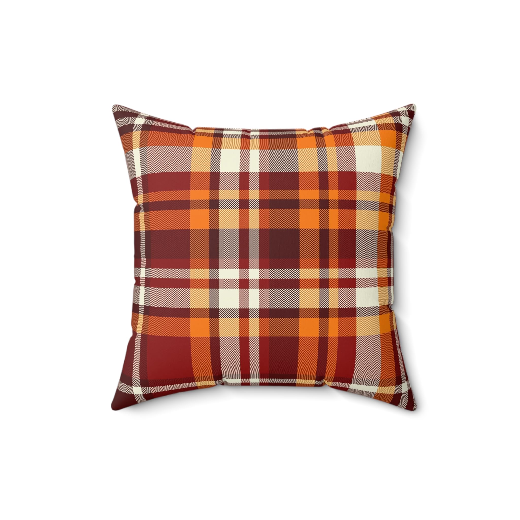 Autumn Plaid Square Pillow, Cozy Home Decor, Seasonal Throw Cushion, Farmhouse Pillow, Gift for Thanksgiving