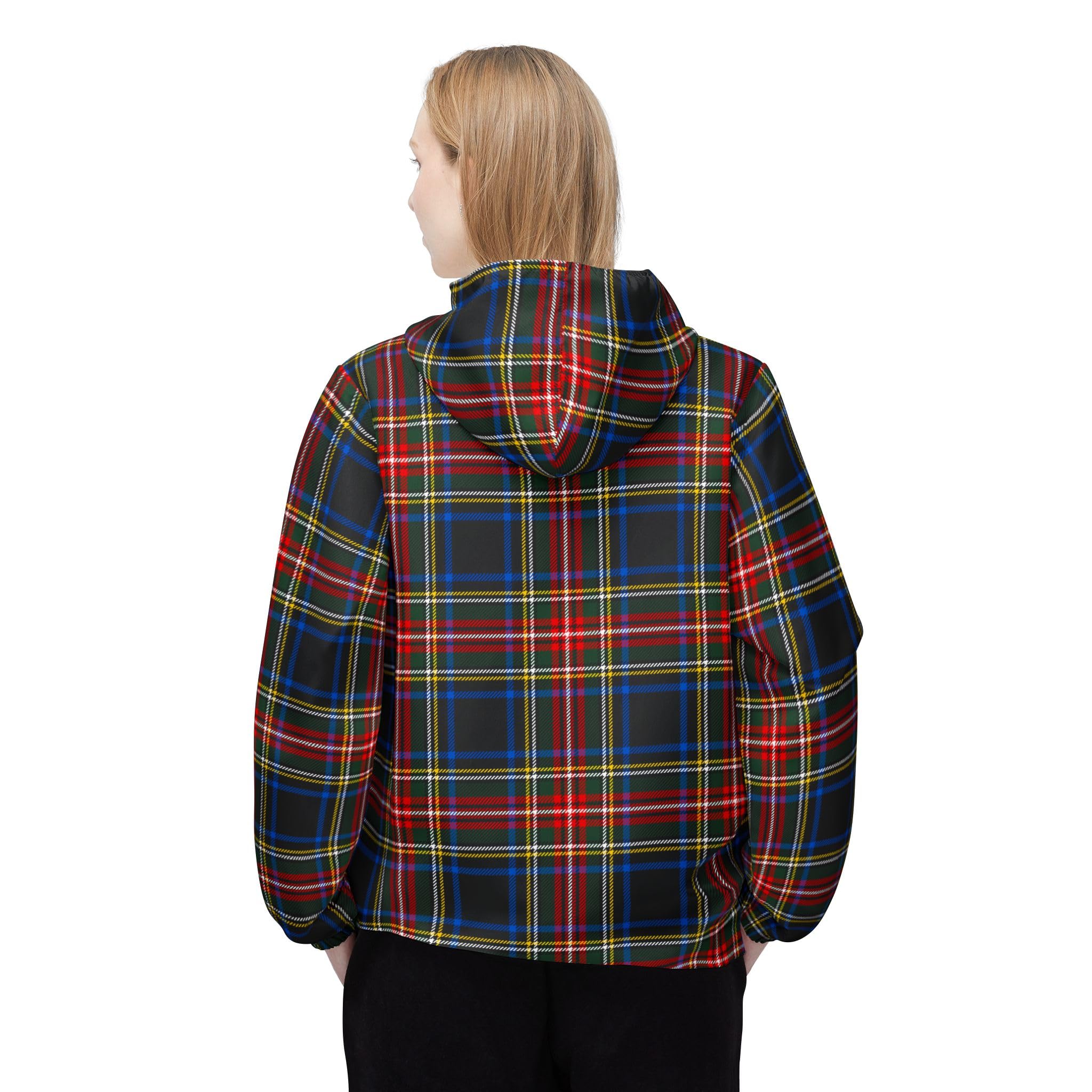 Scottish Plaid Lightweight Coat for Men and Women, Classic Style Outerwear, Zip Up Jacket