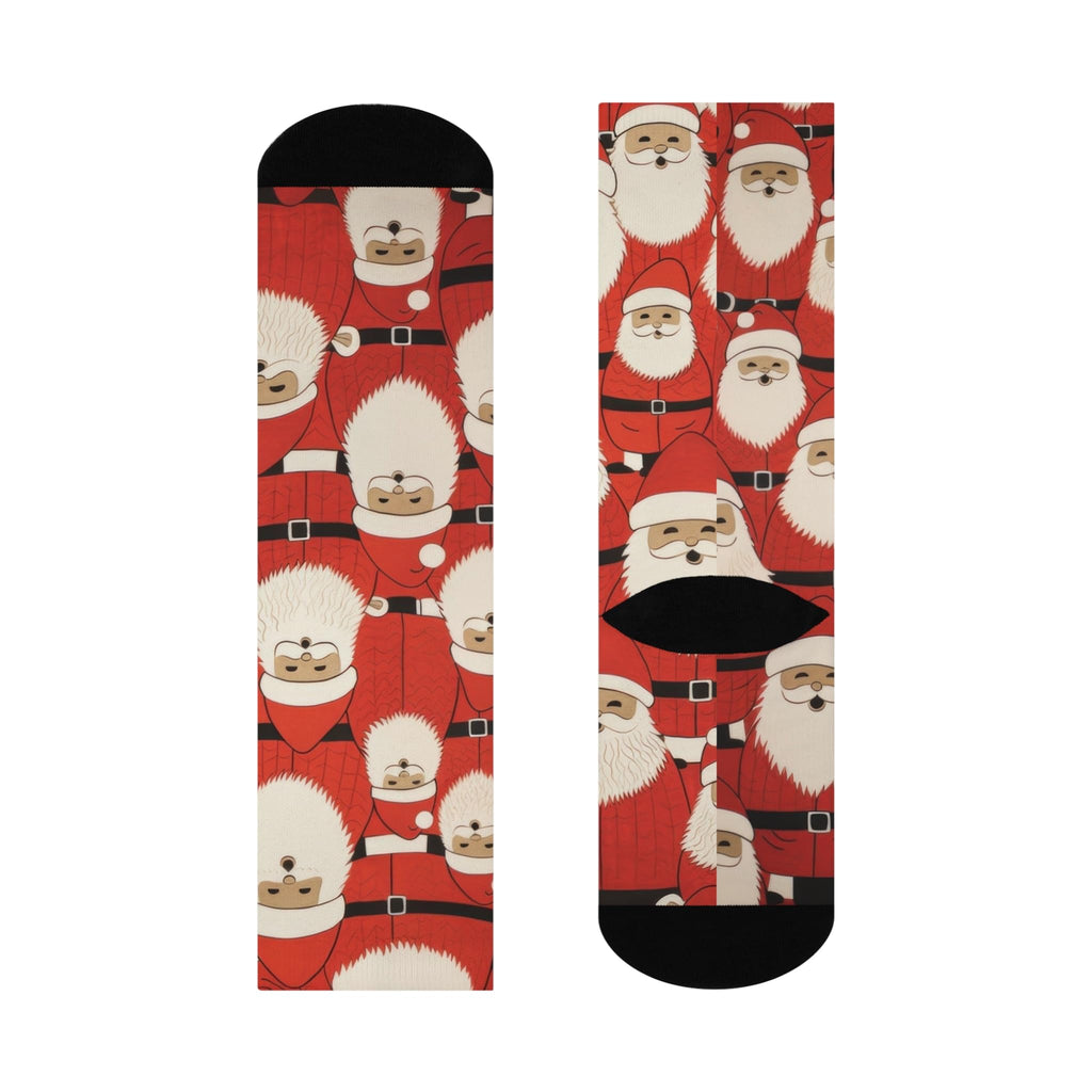 Cushioned Crew Socks, Cute Santa, Christmas Stocking Stuffer, Holiday Gift, Winter Apparel, Cozy Santa Socks