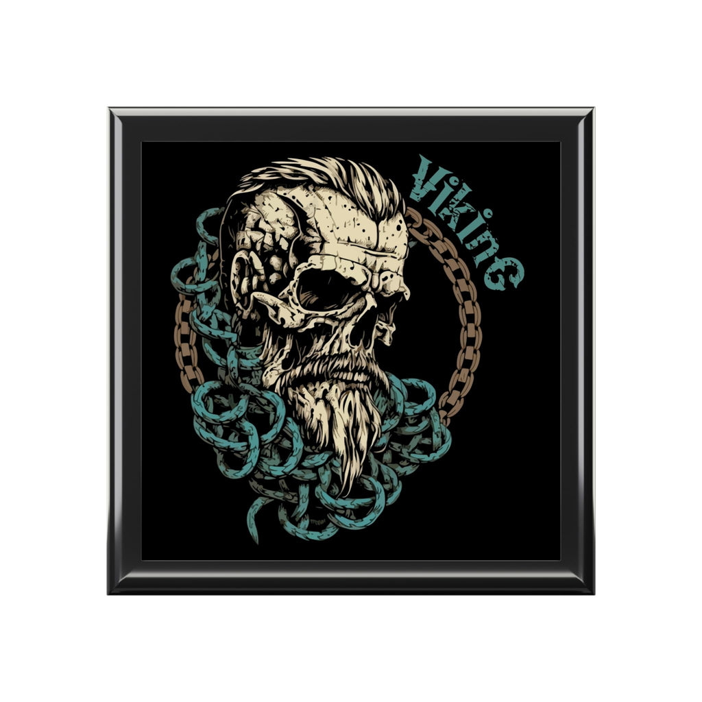 Jewelry Box with Viking Warrior Design, Norse Mythology Fan, Decorative Item, Wooden Keepsake Box