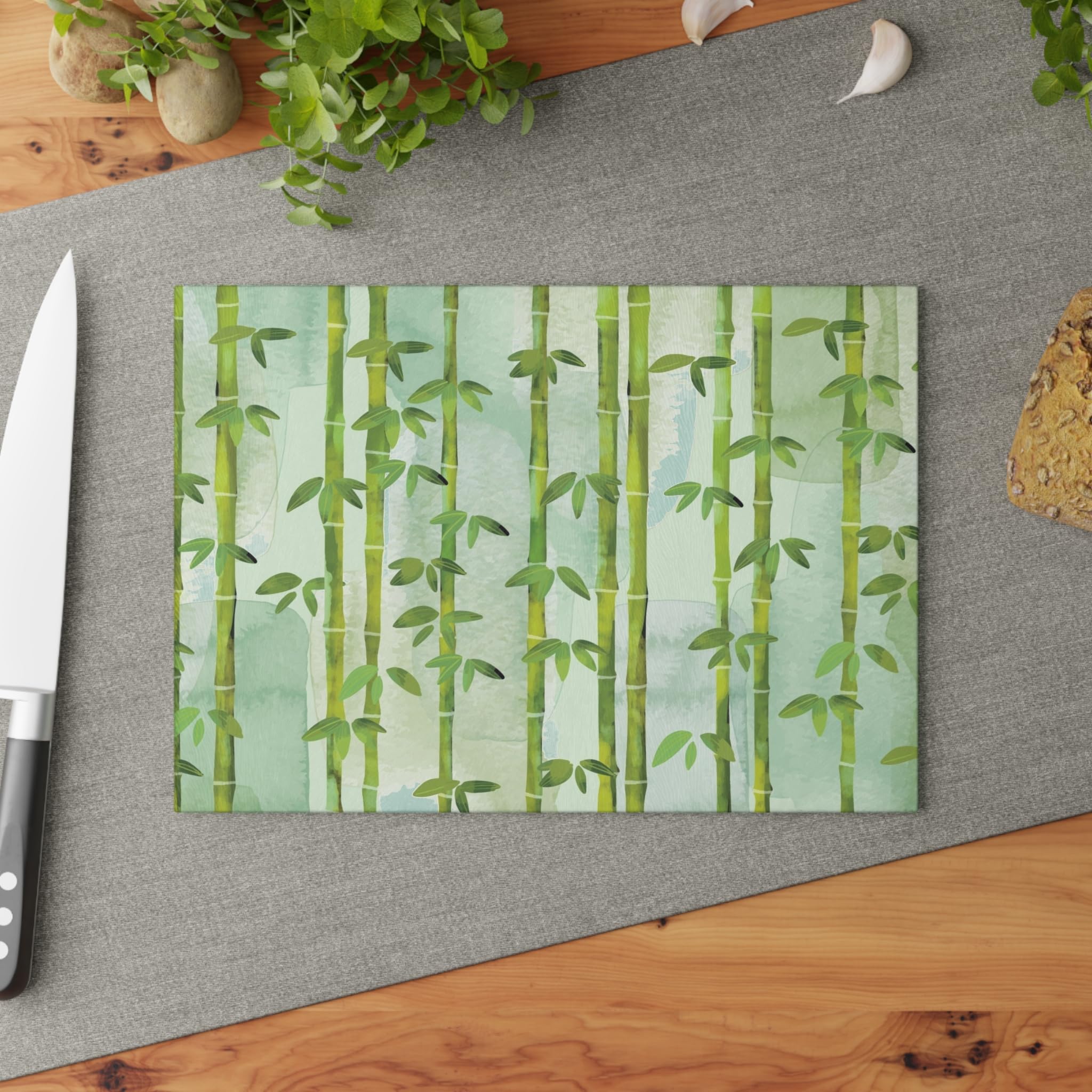 Bamboo Glass Cutting Board, Nature Inspired Kitchen Decor, Eco-friendly Gift for Chefs, Home Cooks, Weddings, Housewarming