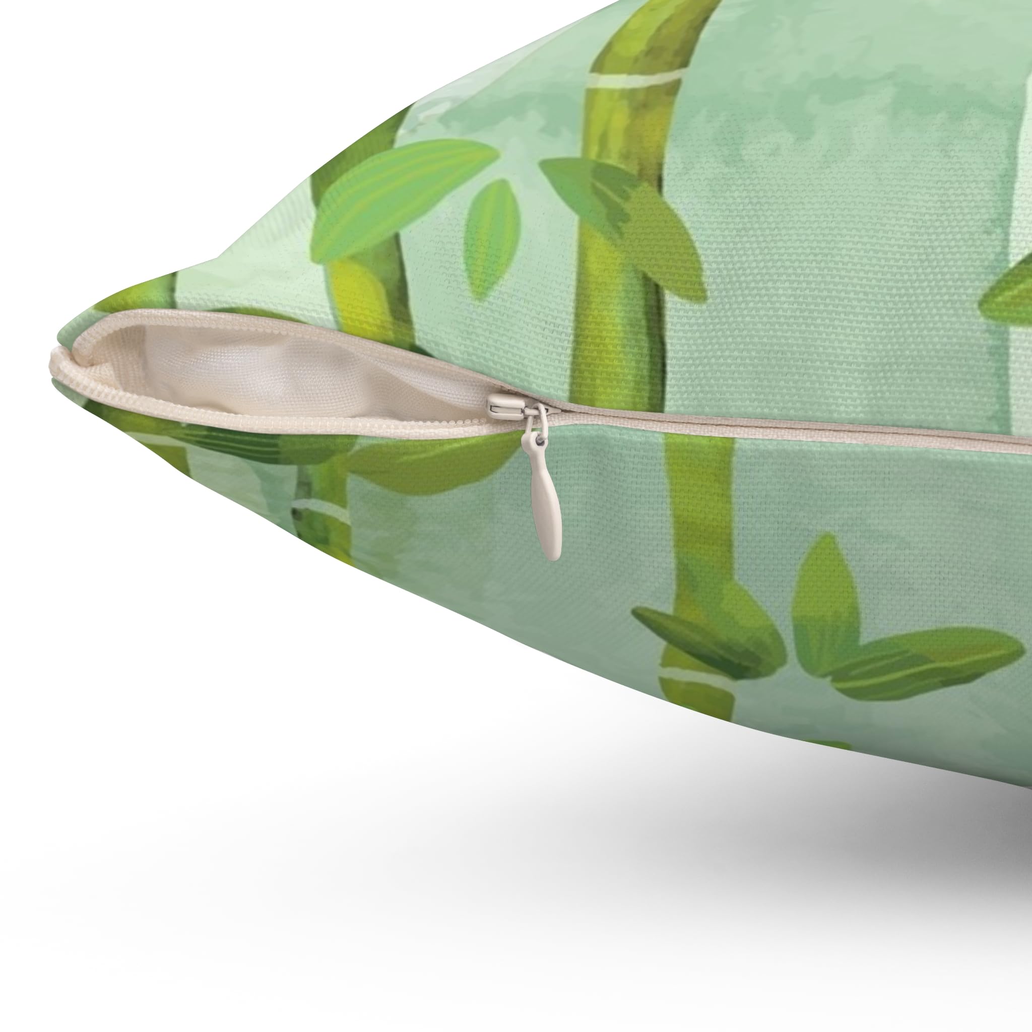 Bamboo Square Pillow, Decorative Throw Cushion, Home Decor Accent, Nature Inspired Pillow, Tropical Cushion Cover, Floral