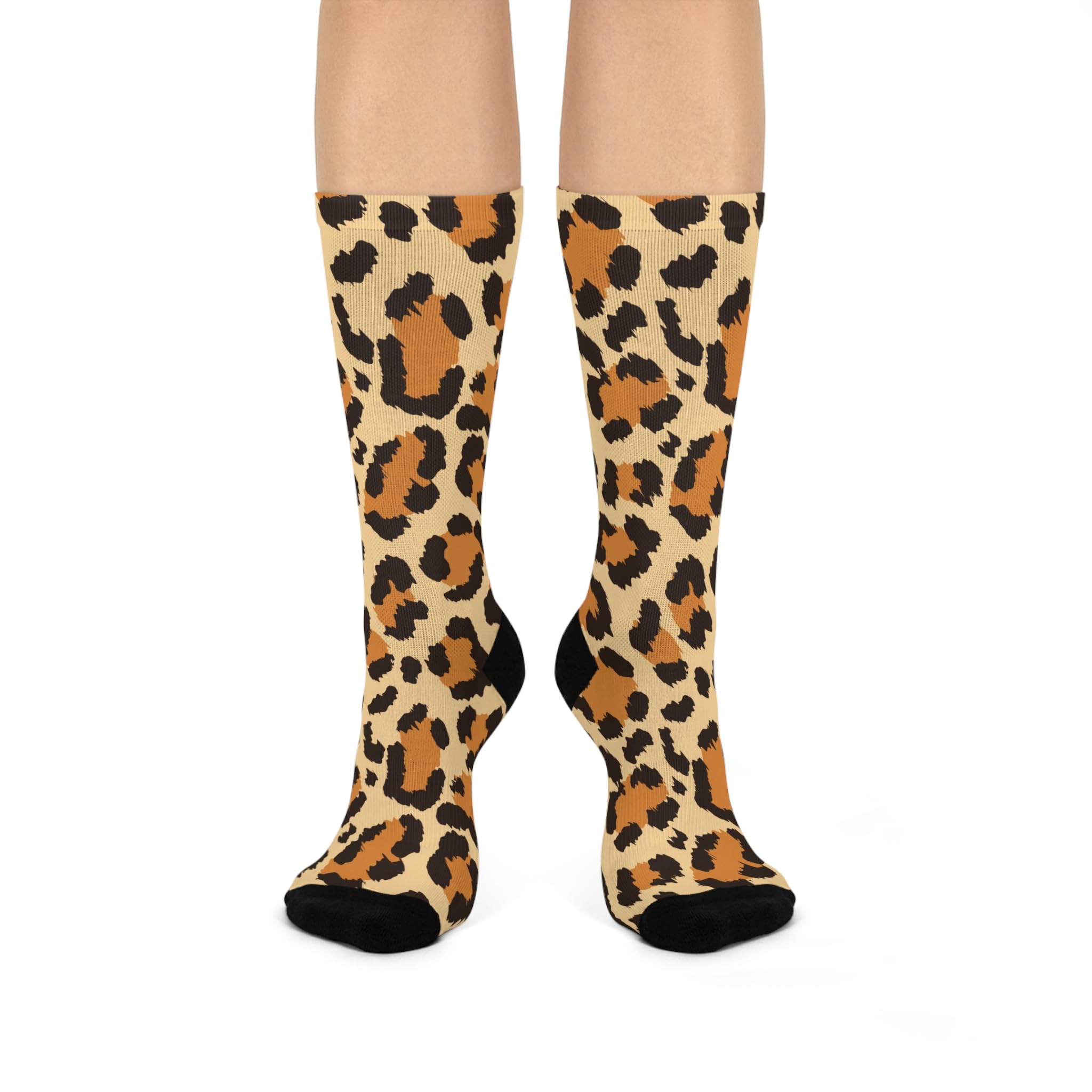 Leopard Print Cushioned Crew Socks, Wild Style for Everyday Comfort, Trendy Gift for Animal Lovers, Cozy Apparel