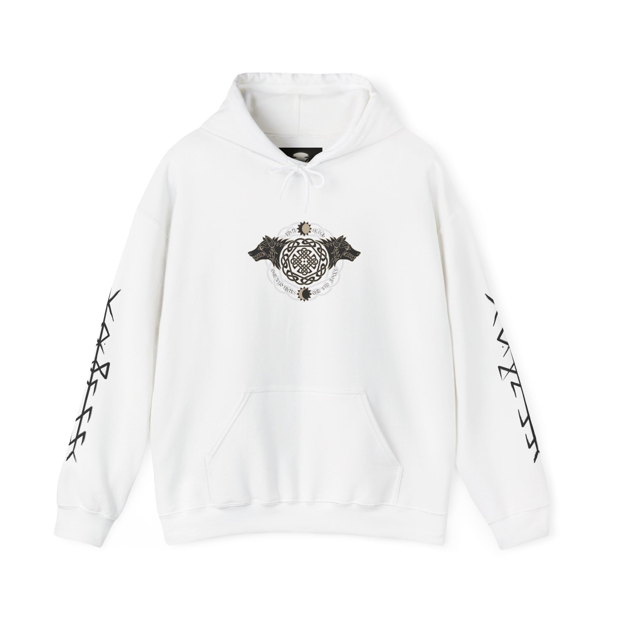 Celtic Wolf Hoodie, Norse Runes Sweatshirt, Viking Symbol Pullover, Mythical Animal Jumper, Wiccan Hoddie